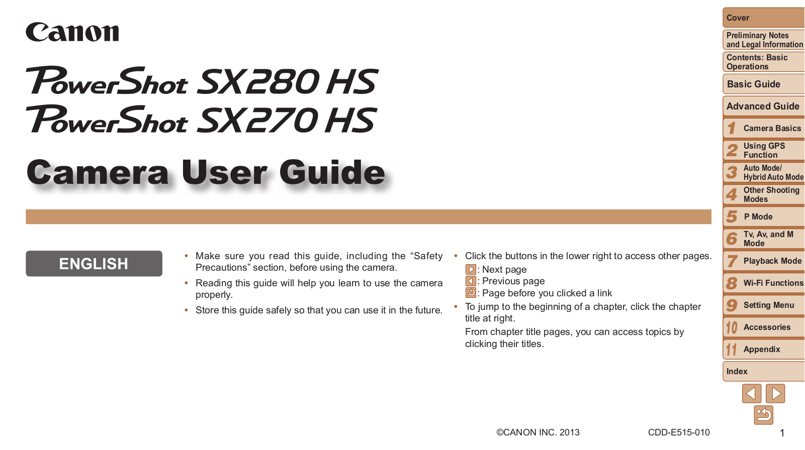 Canon SX280 HS, SX270 HS User Manual