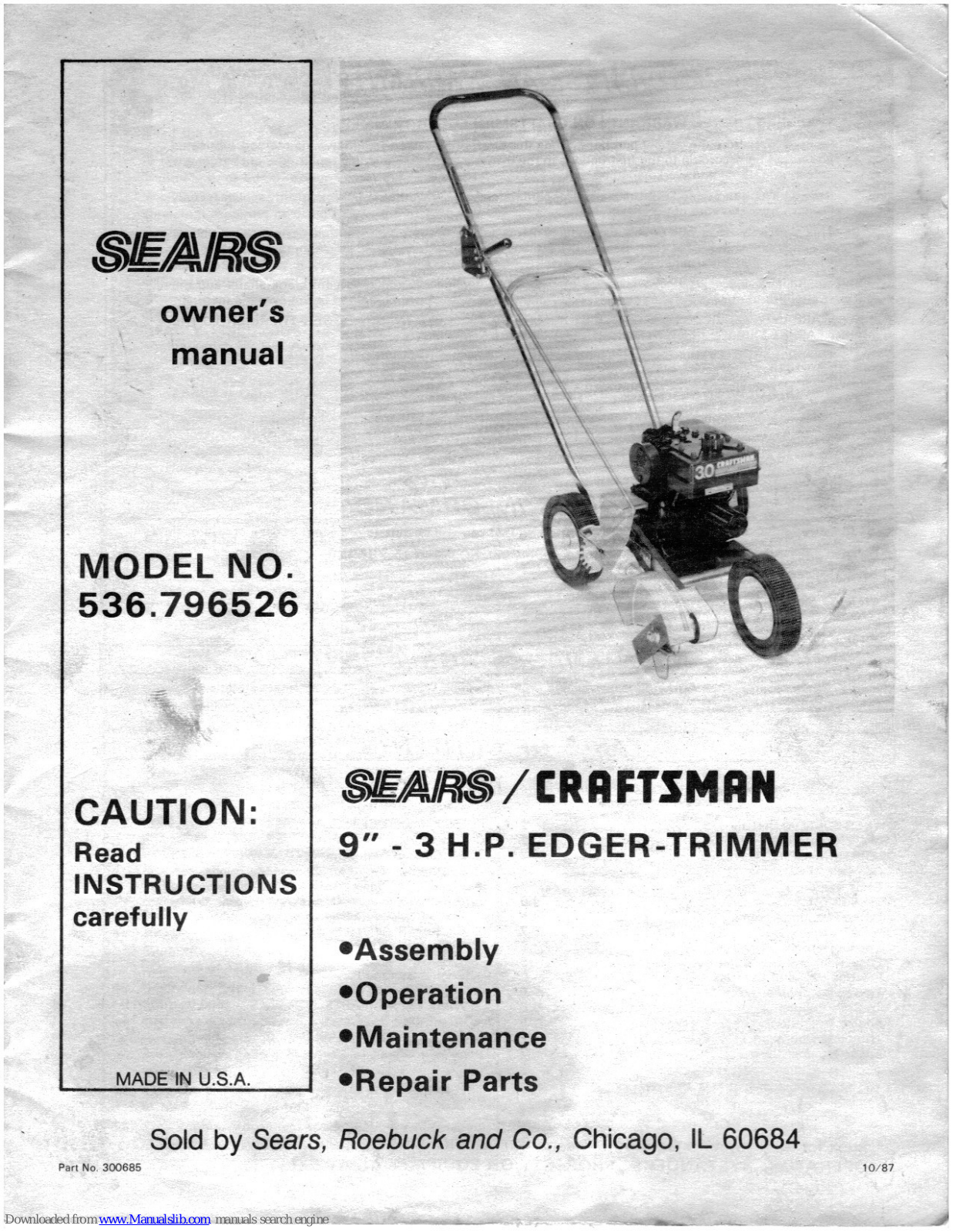 Sears Craftsman 536.796526 Owner's Manual