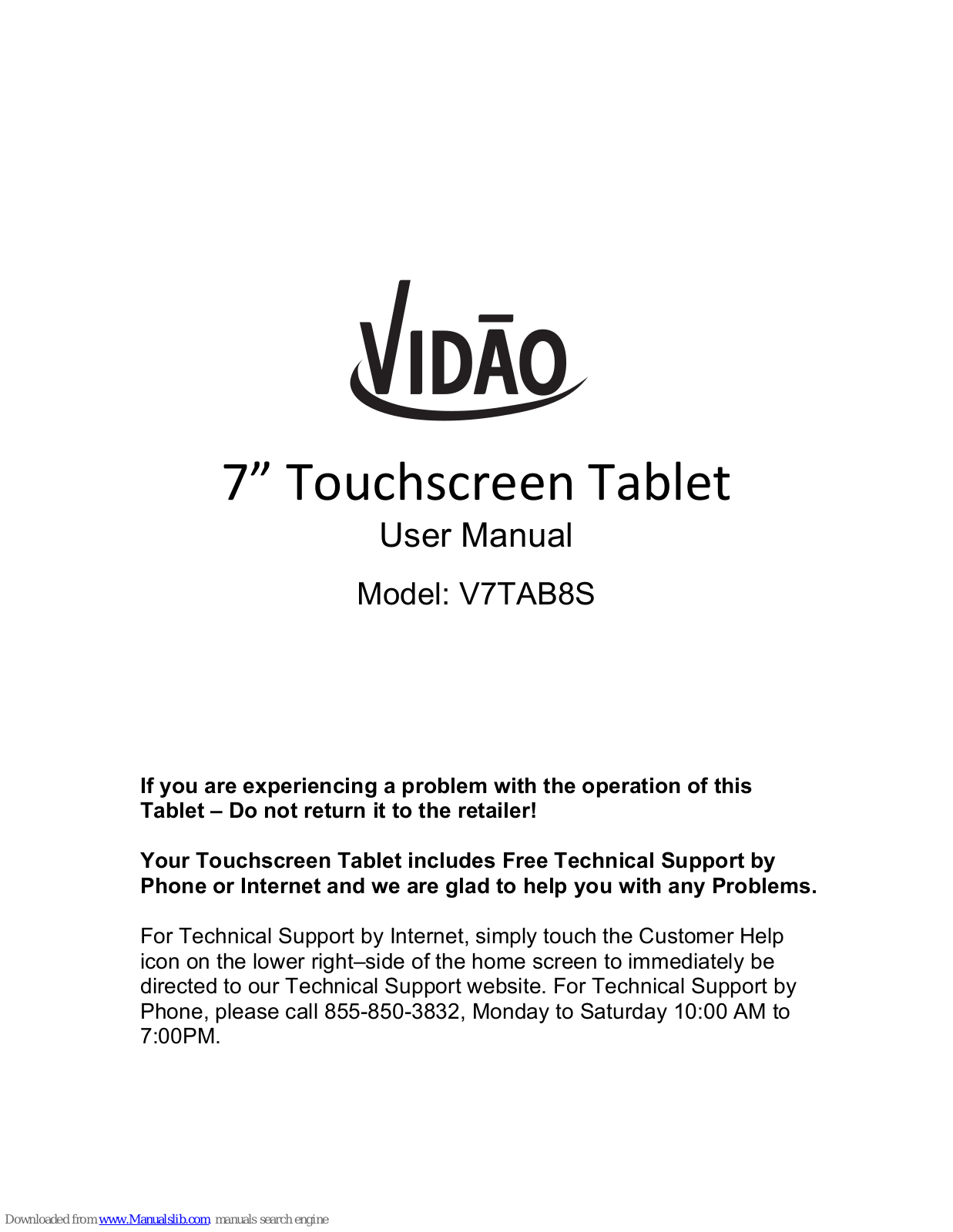 Vidao V7TAB8S, V7TAB16D User Manual - ManualMachine.com