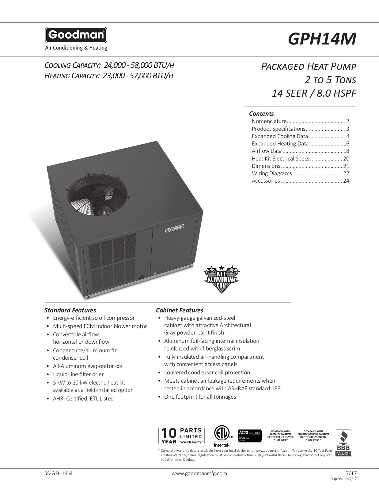 Goodman GPH14M Specifications Sheet - ManualMachine.com