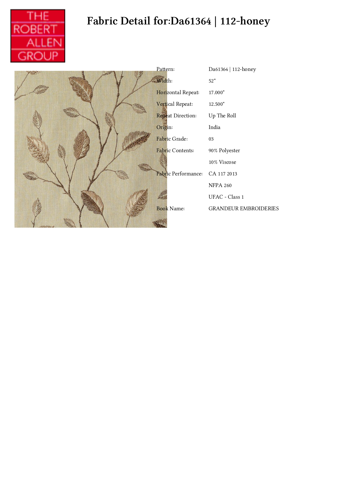 Duralee CRAL7228 Specifications - ManualMachine.com