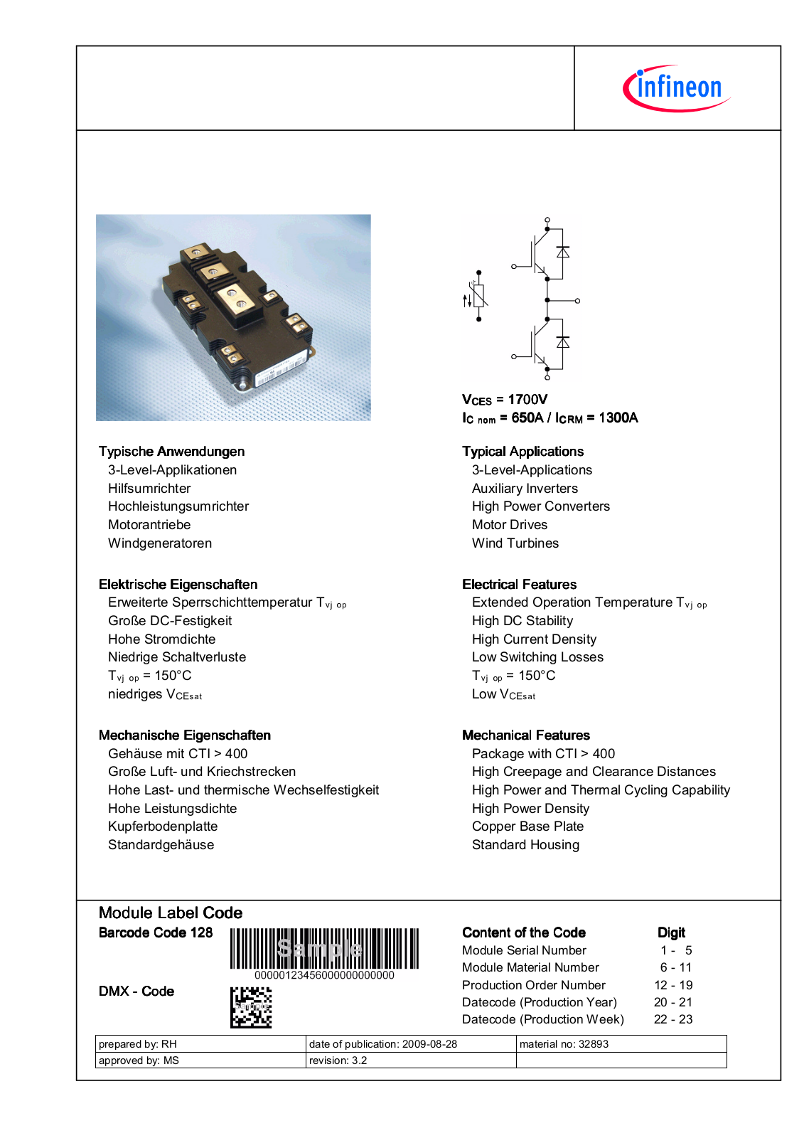 Infineon FF650R17IE4 Data Sheet