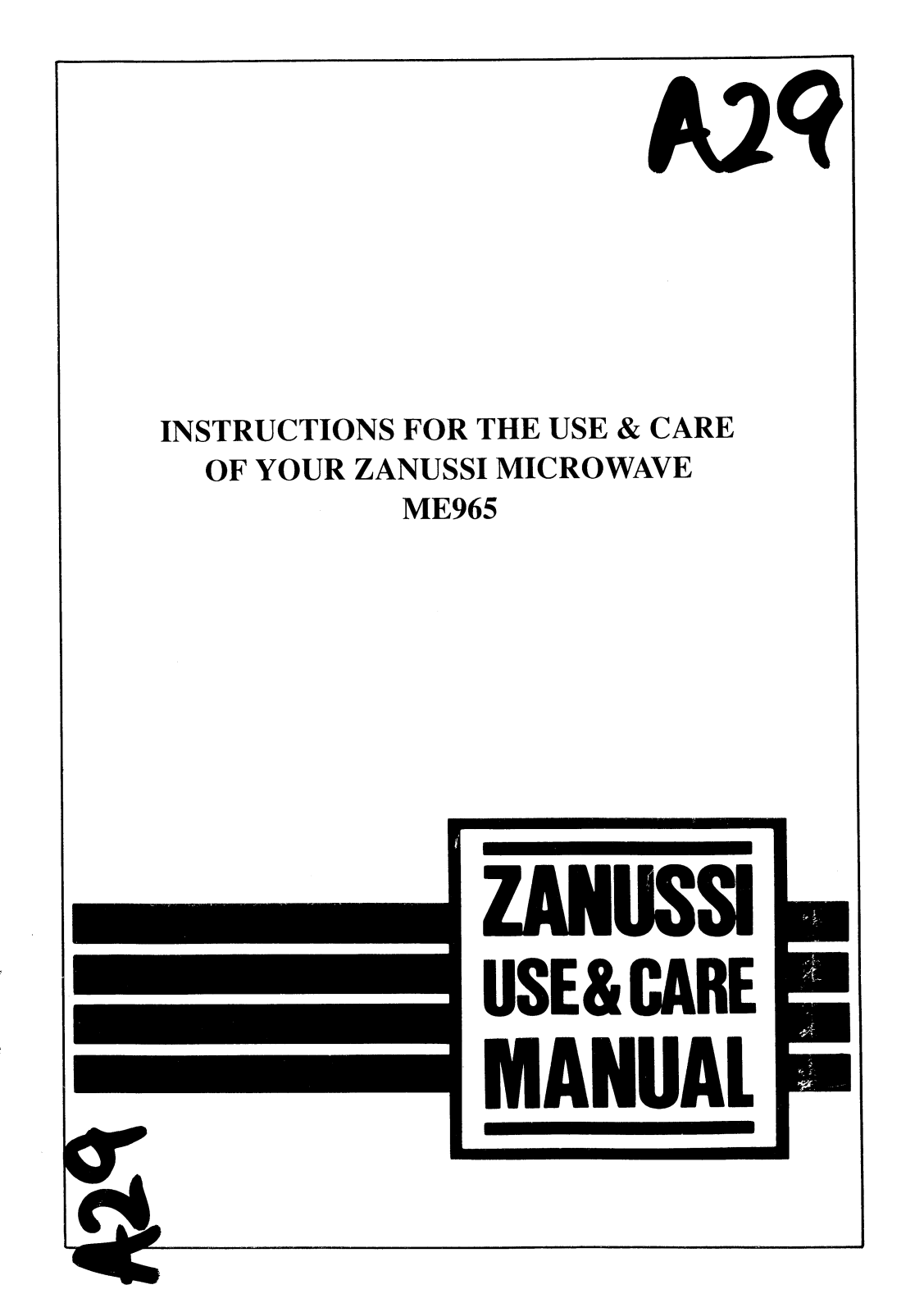 Zanussi ME965 User Manual