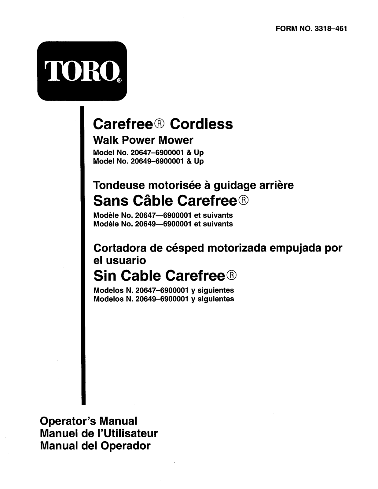 Toro 20647, 20649 Operator's Manual