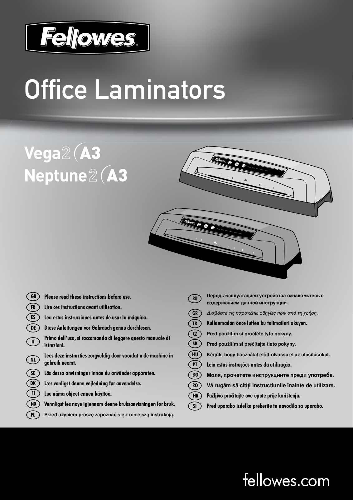 Fellowes Neptune 2 A3, Vega 2 A3 User Manual