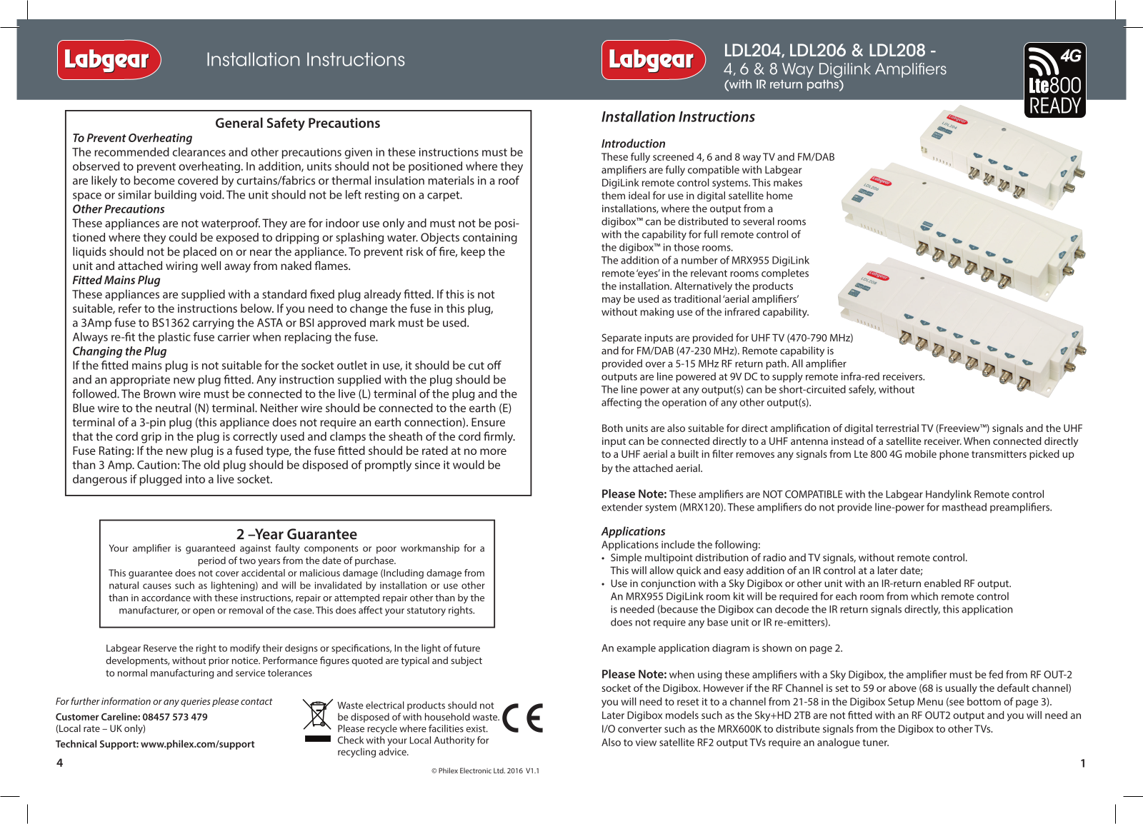 Labgear LDL206, LDL204, LDL208 User Manual