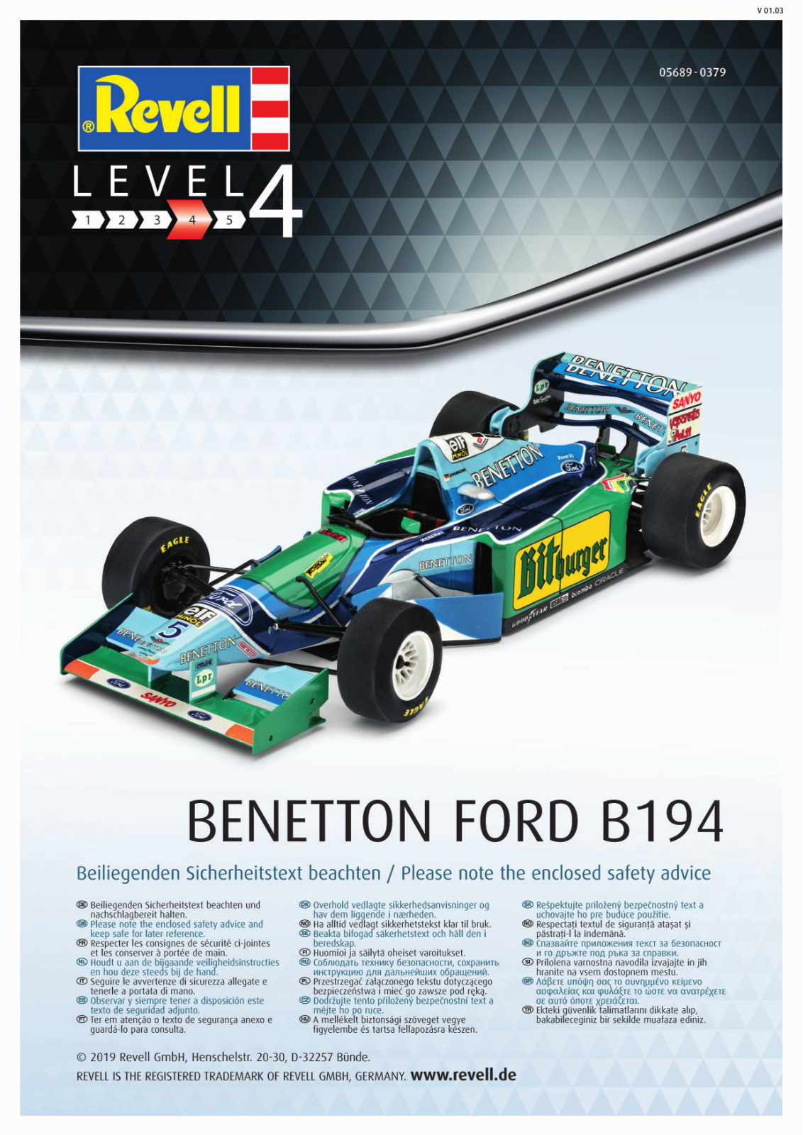 Revell 25th Anniversary Benetton Ford B194 Service Manual