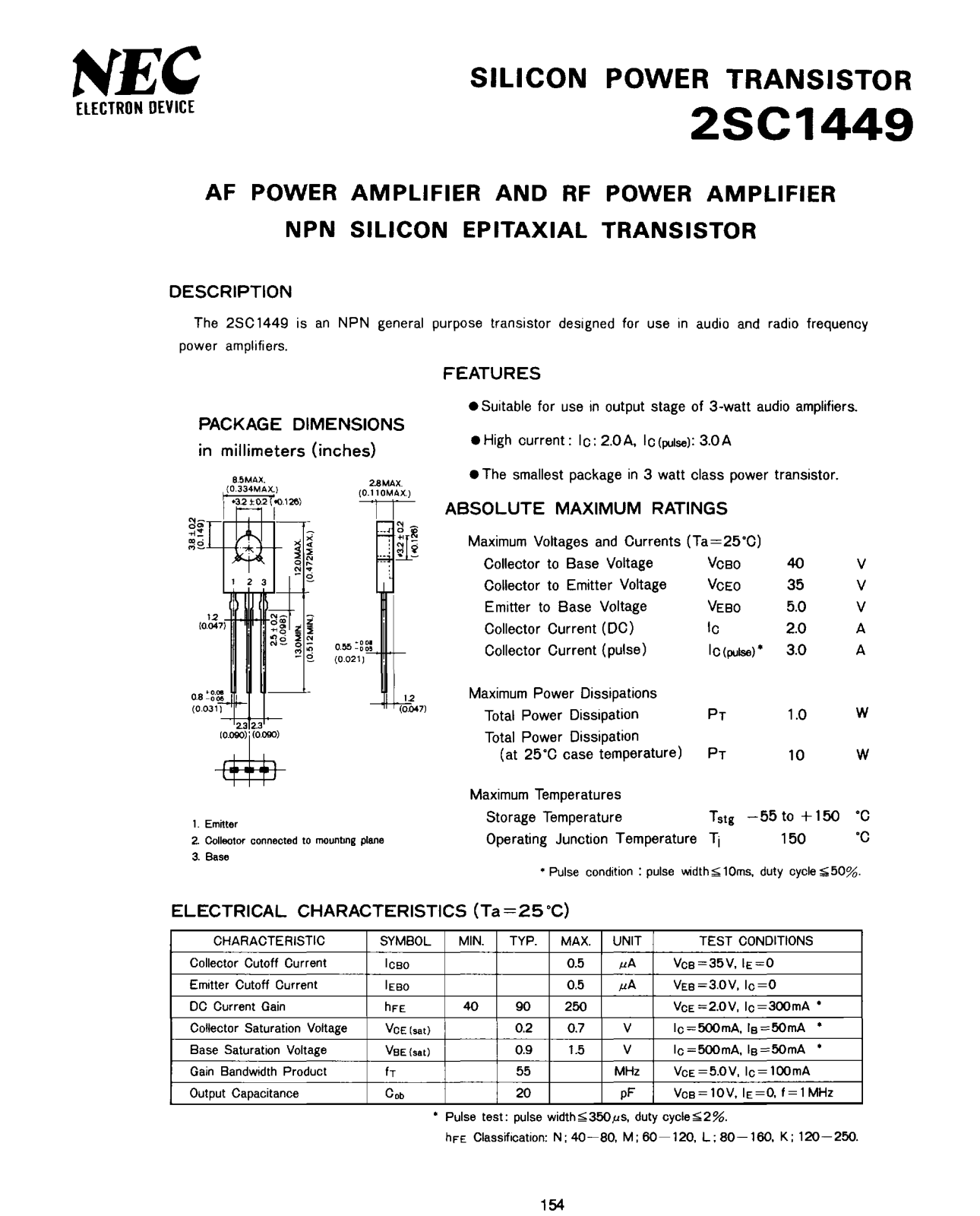 Datasheet 2SC1449 Specification - ManualMachine.com