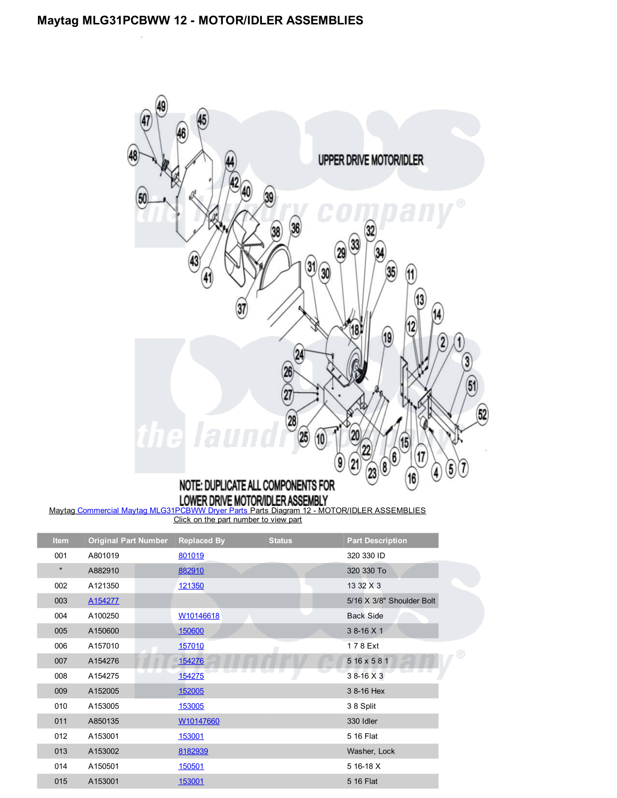 Maytag MLG31PCBWW Parts Diagram