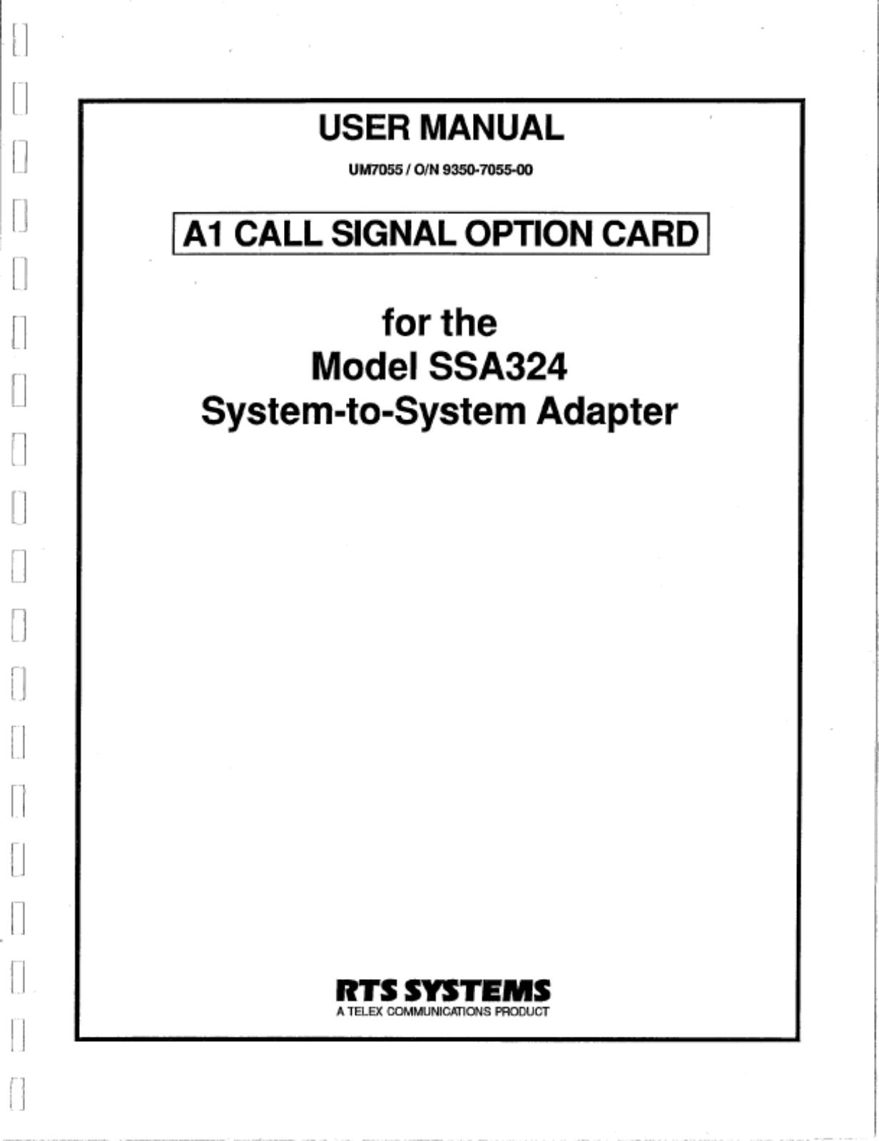 Telex audiocom SSA324 User Manual