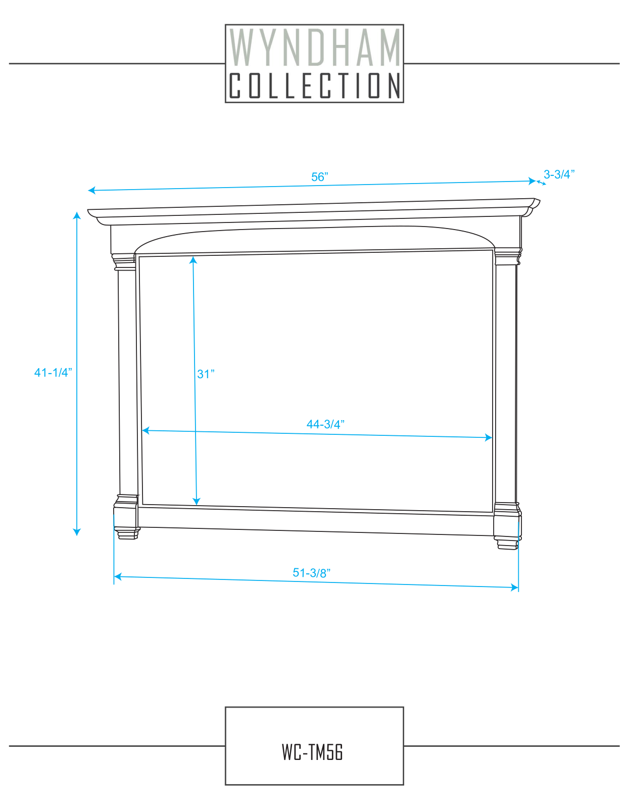 Wyndham Collection WCVTRAS60SWHCMUNDM56 Specifications