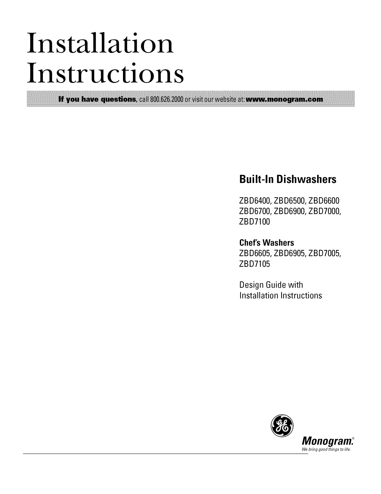 GE ZBD6400G00BB, ZBD6400G00WW, ZBD6400G01BB, ZBD6400G01WW, ZBD6400G03BB Installation Guide - ManualMachine.com