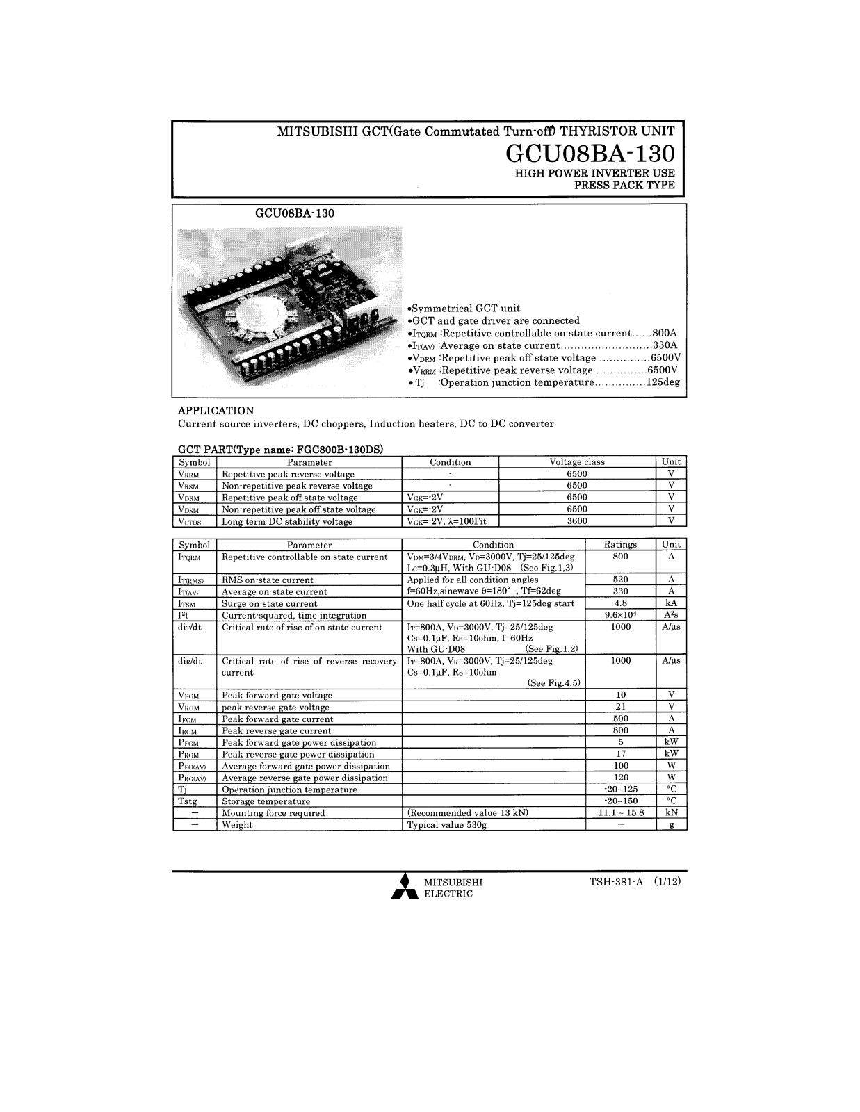 POWEREX GCU08BA-130 Datasheet