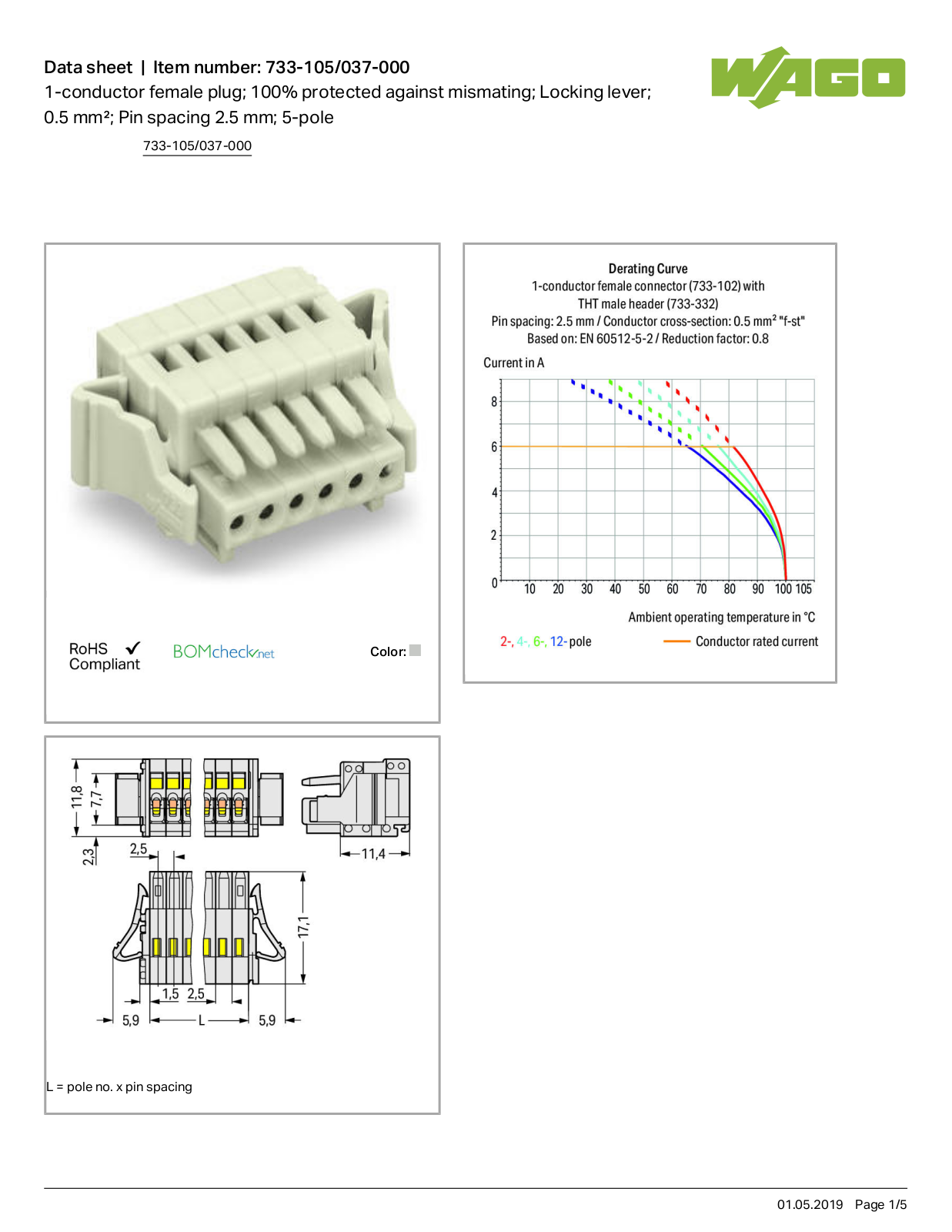 Wago 733-105/037-000 Data Sheet