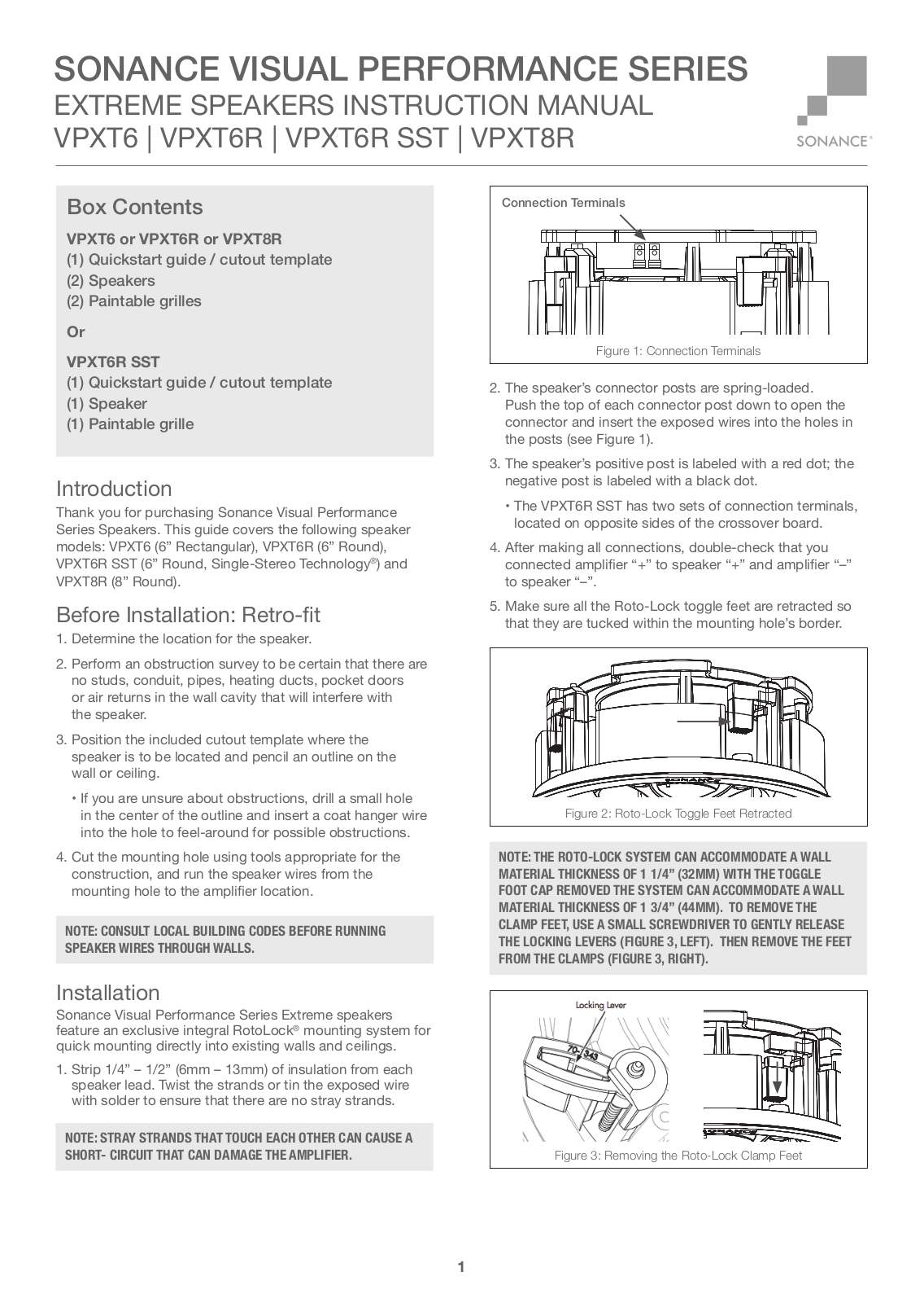 Sonance VPXT8R, VPXT6, VPXT6R SST, VPXT6R User Manual