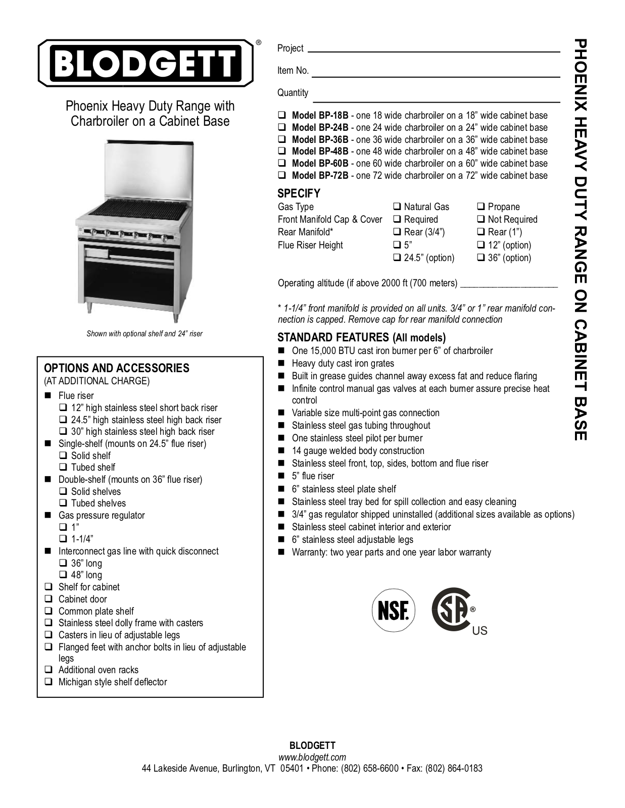 Blodgett BP-18B User Manual