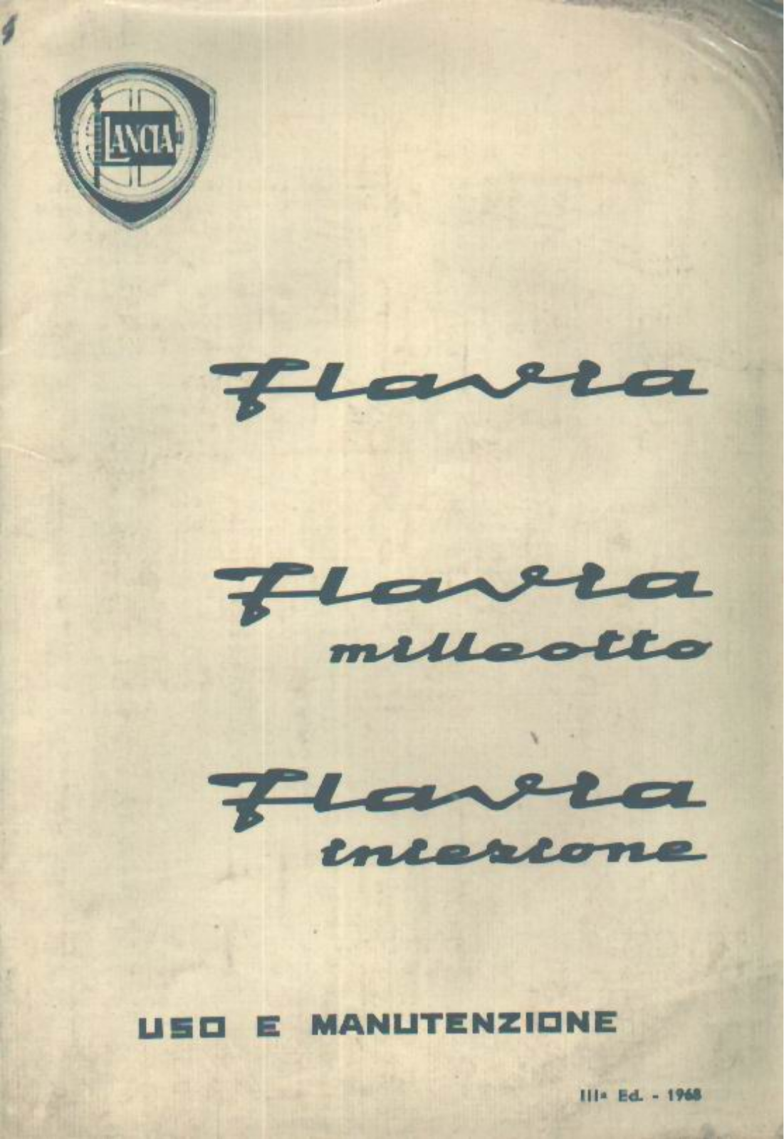 Lancia Flavia 1968 User Manual