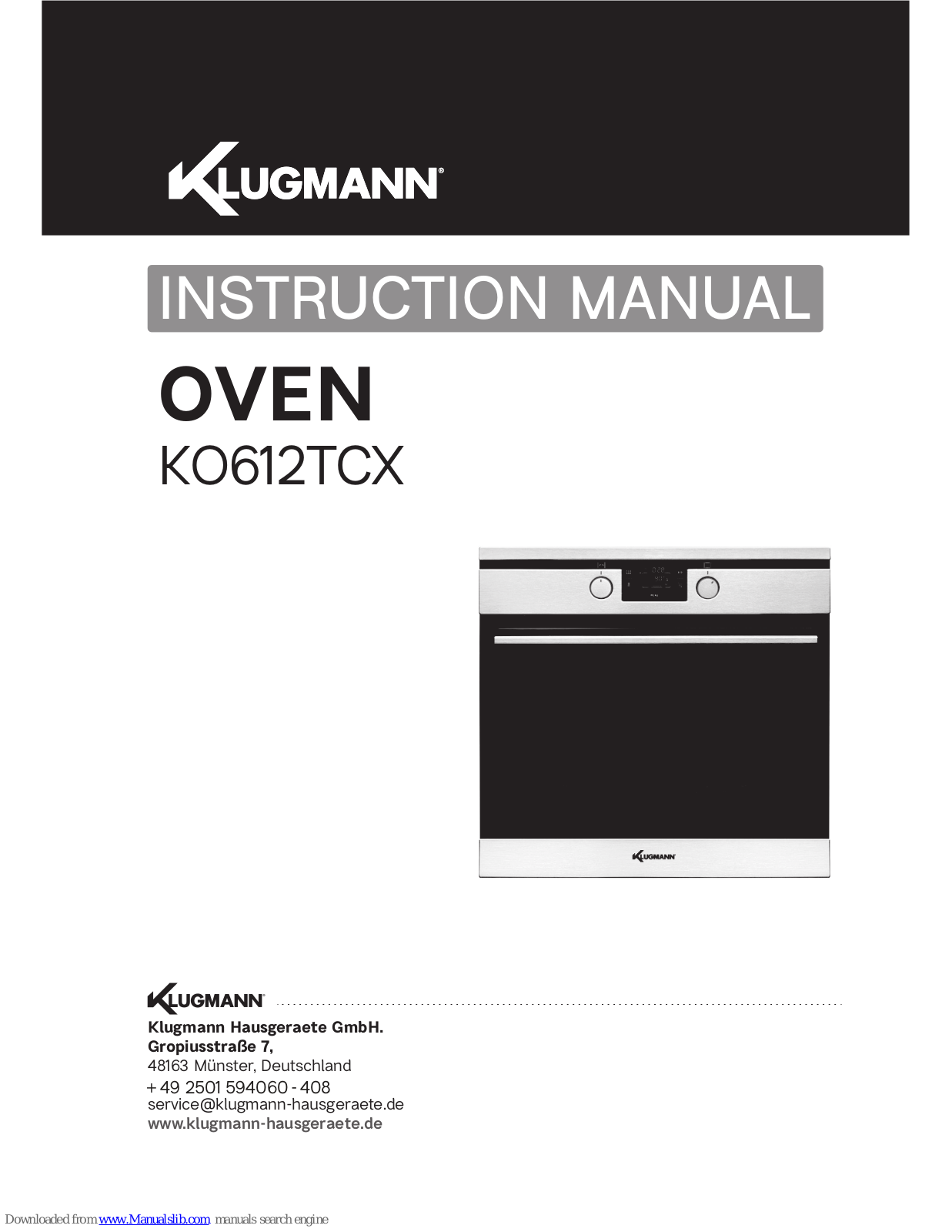 Klugmann KO612TCX Instruction Manual