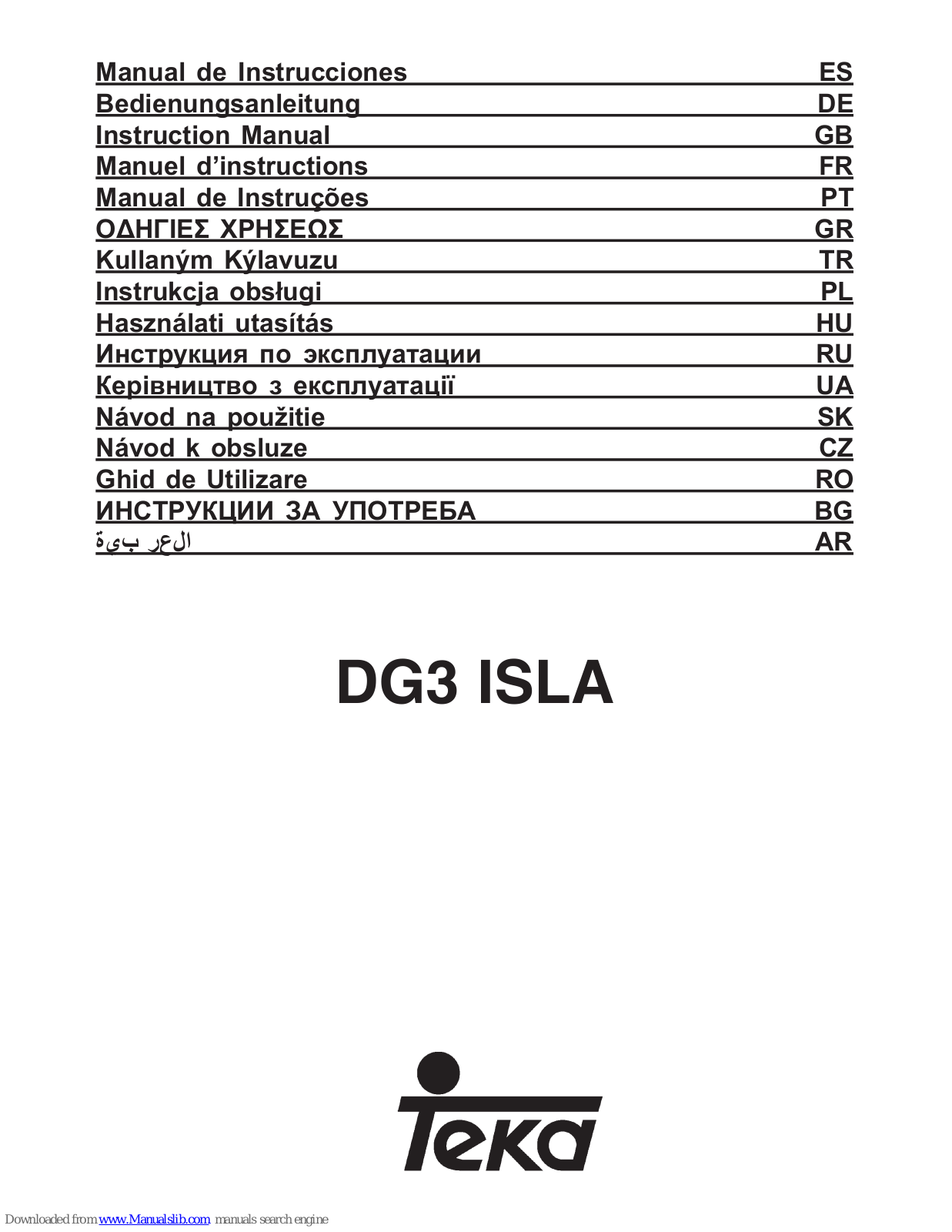 Teka DG3 ISLA Instruction Manual