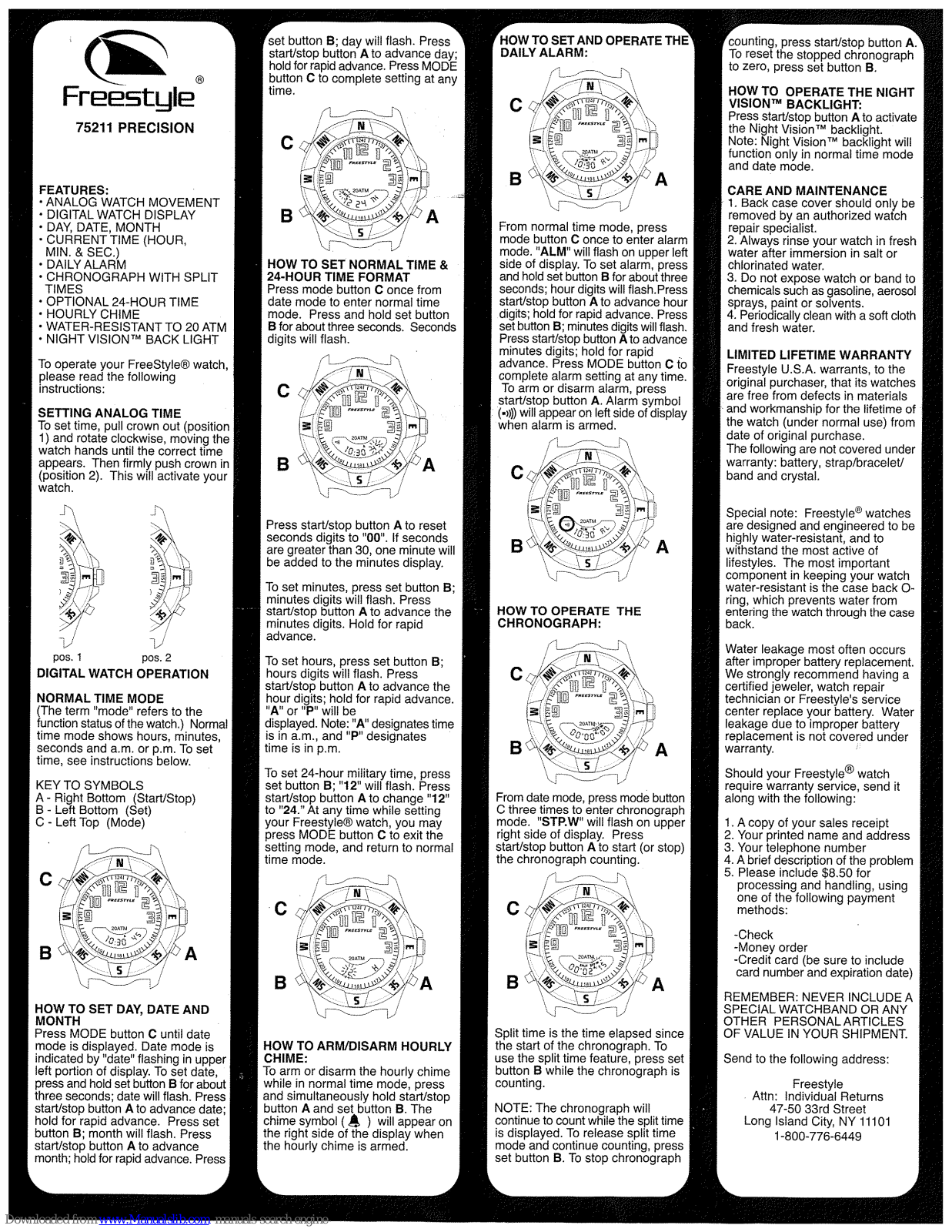Freestyle Dive 75211, Precision 75211 User Manual