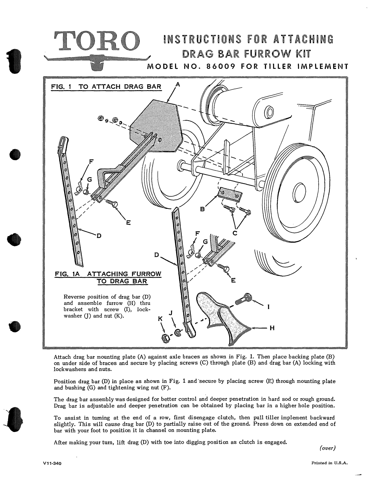 Toro 86009 Installation Instructions