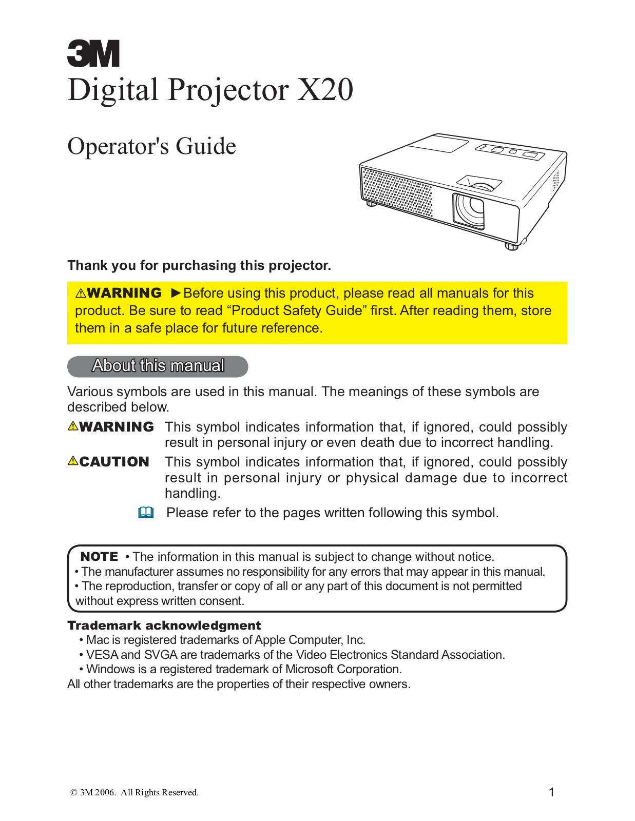 3M X20 Operator Guide