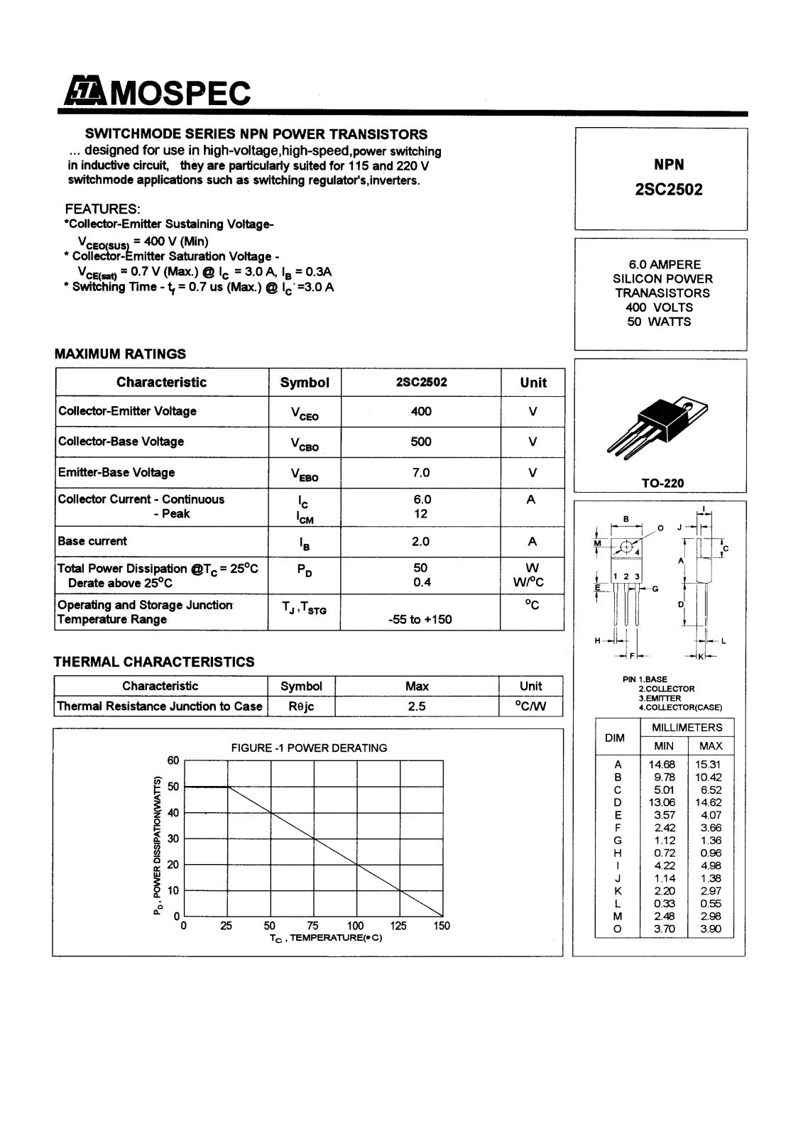 MOSPEC 2SC2502 Datasheet