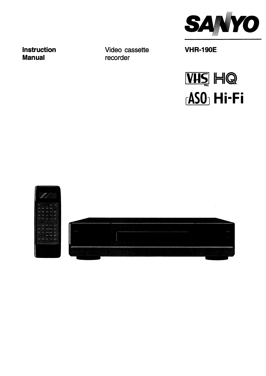 Sanyo VHR-190E Instruction Manual