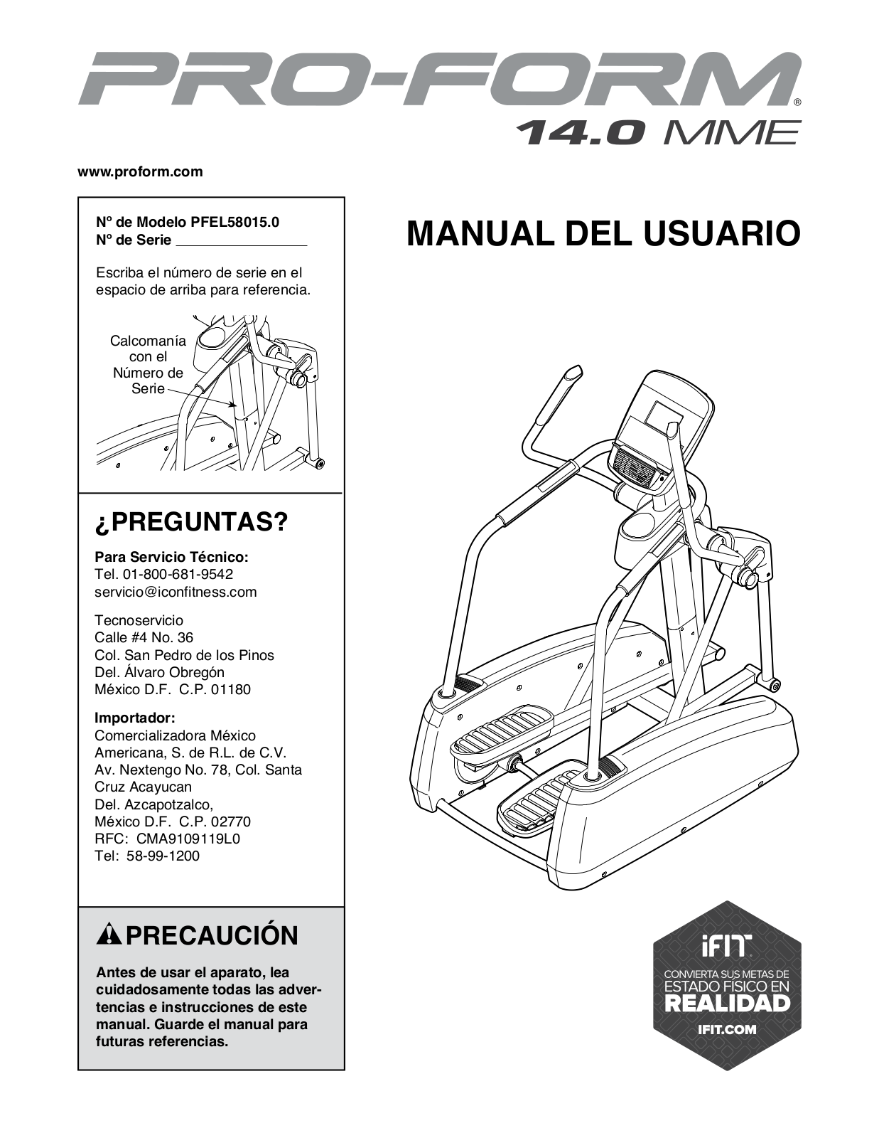 ProForm PFEL580150 User Manual