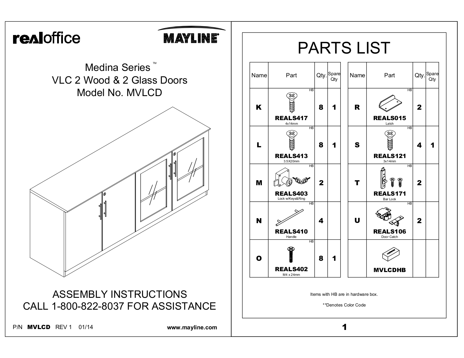 Mayline MVLCD User Manual