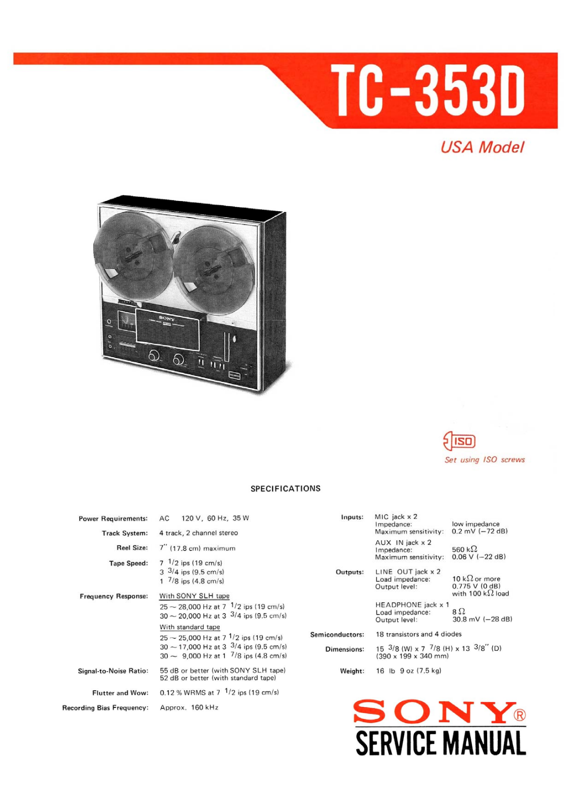 Sony TC-353-D Service Manual