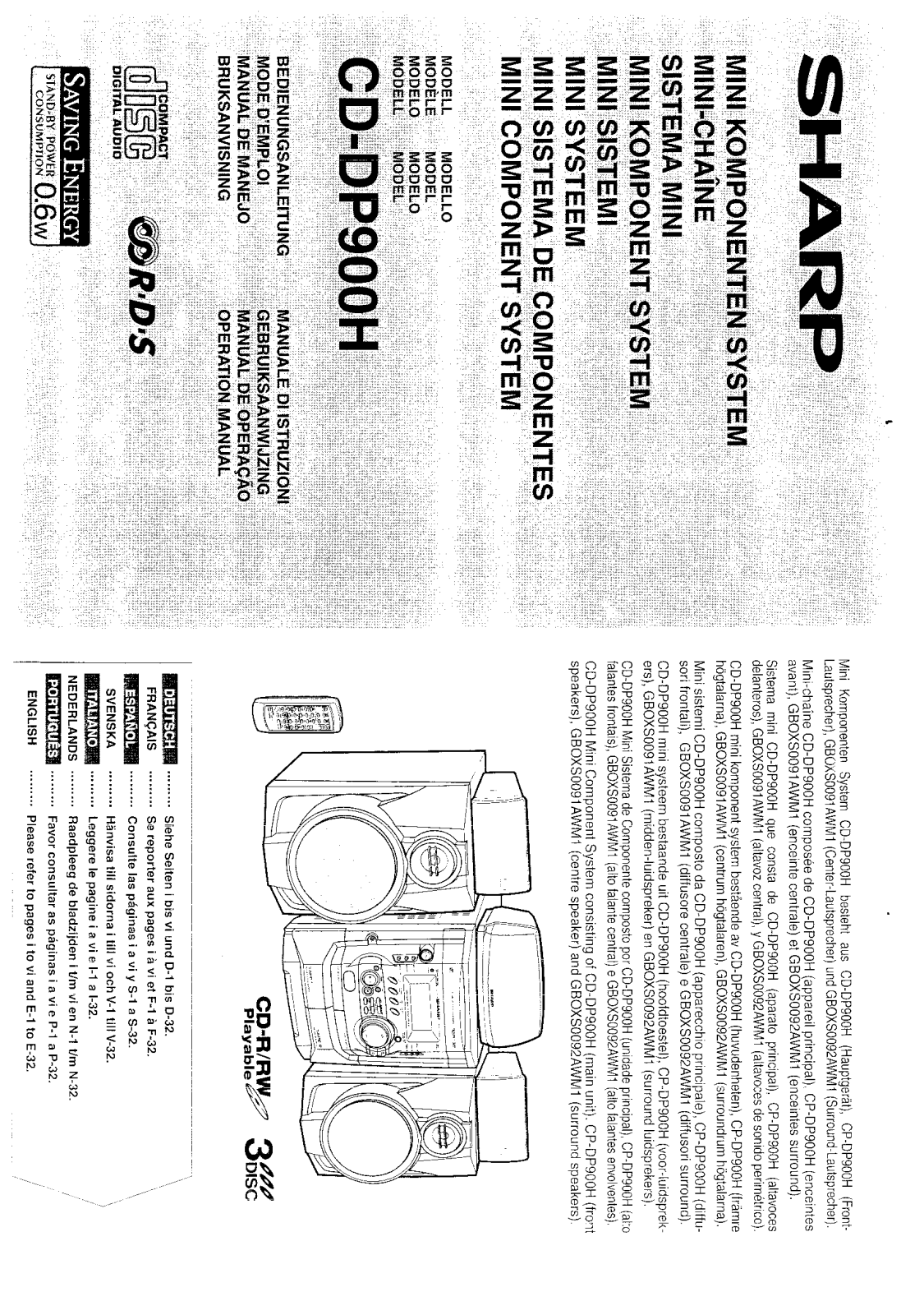 Sharp CD-DP900H User Manual