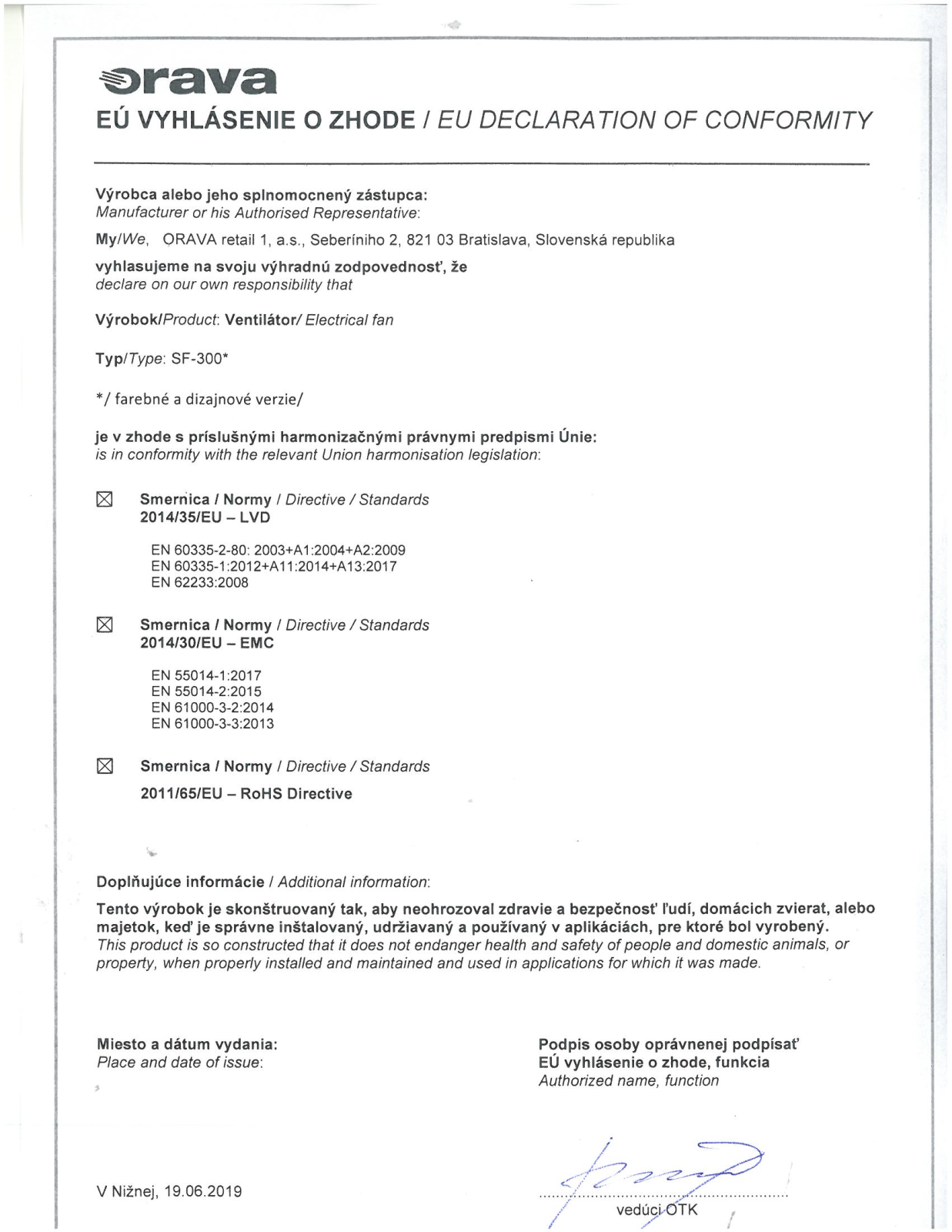 Orava SF-300 User Manual