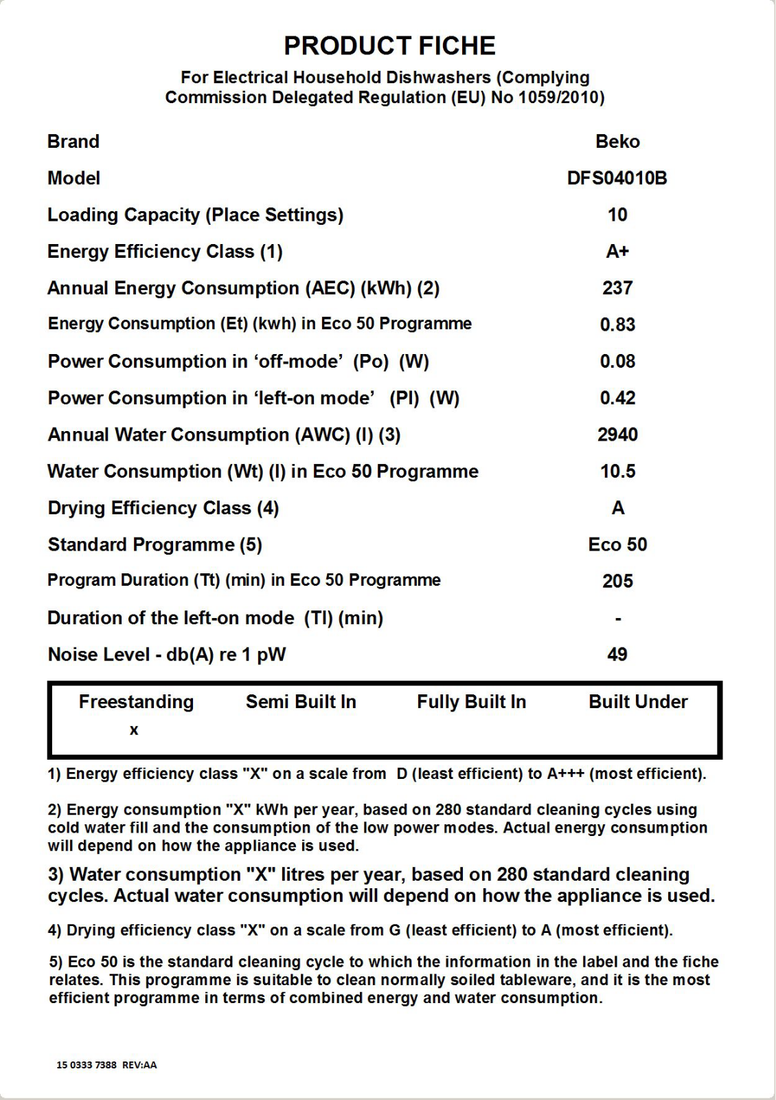 Beko DFS04010B Instruction manual