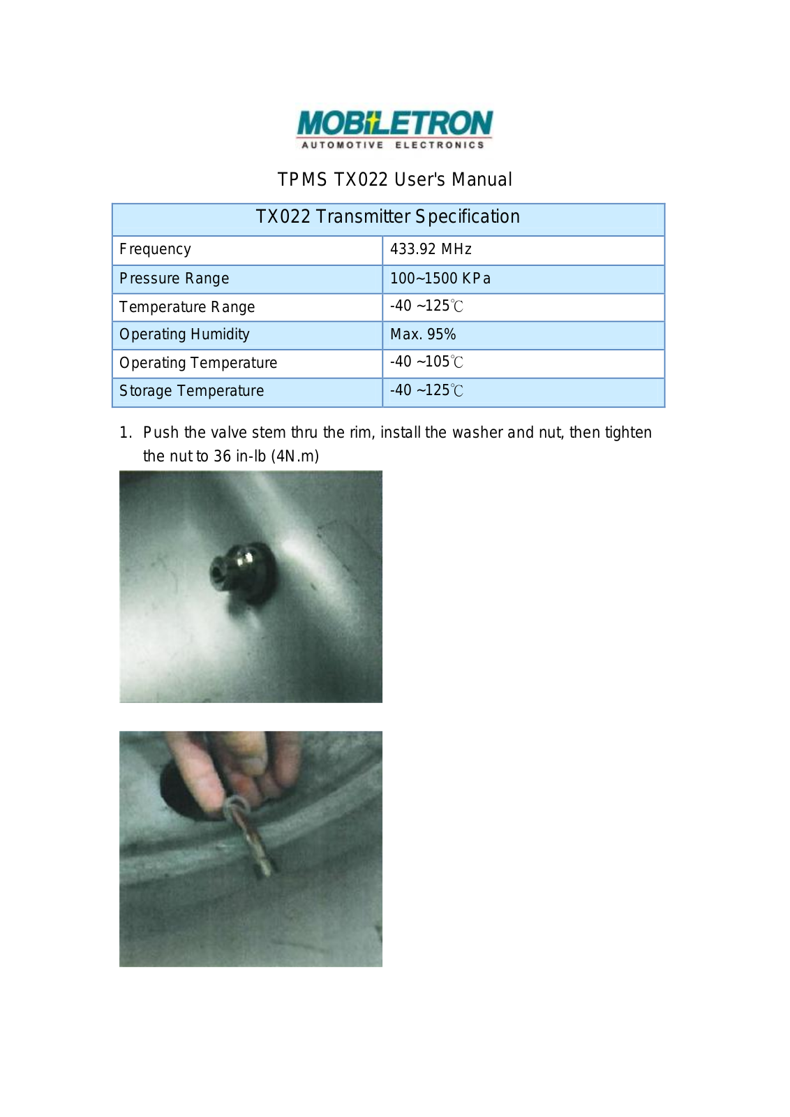 Mobiletron Electronics R16T22 Users Manual