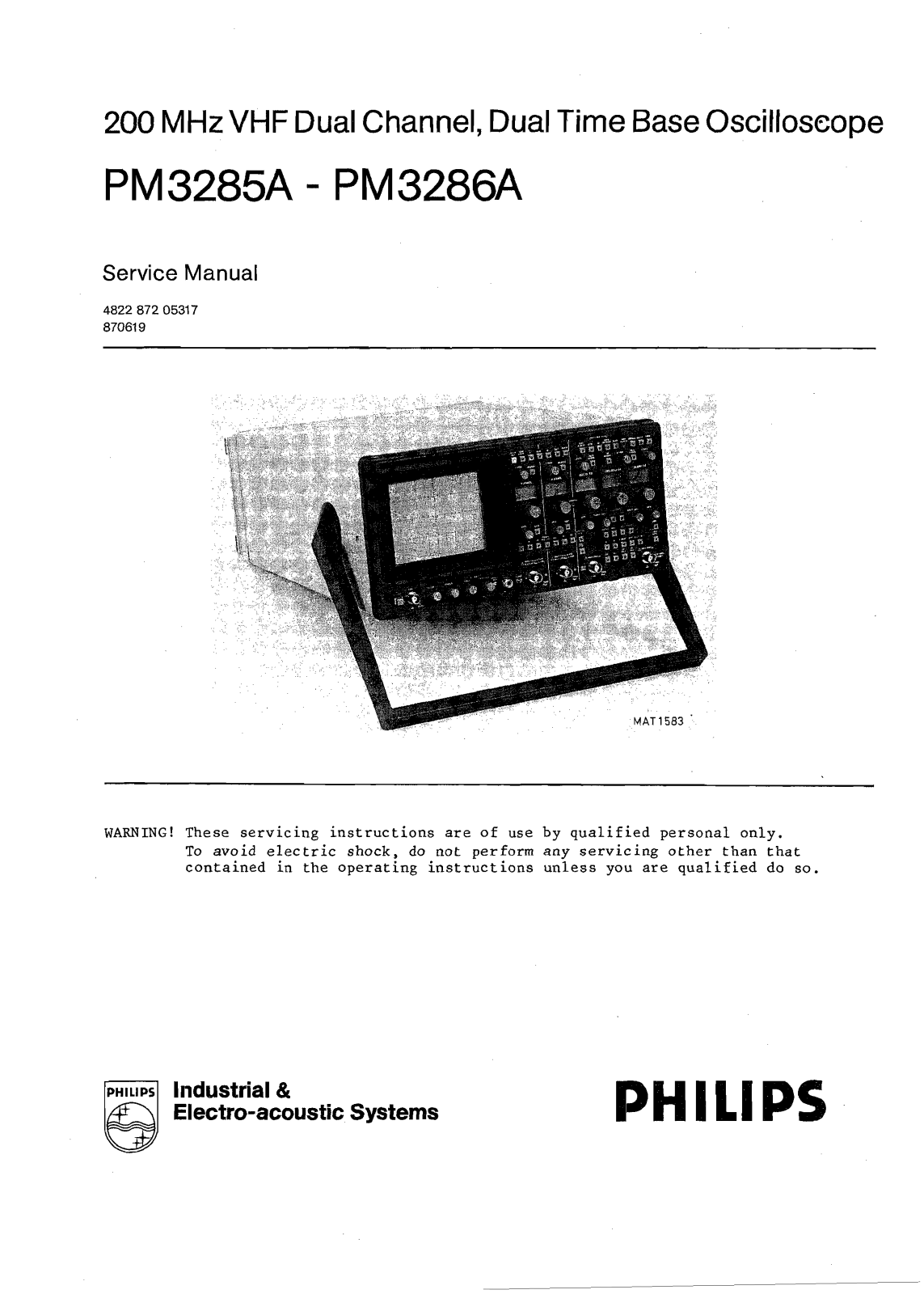 Philips PM-3286-A, PM-3285-A Service Manual