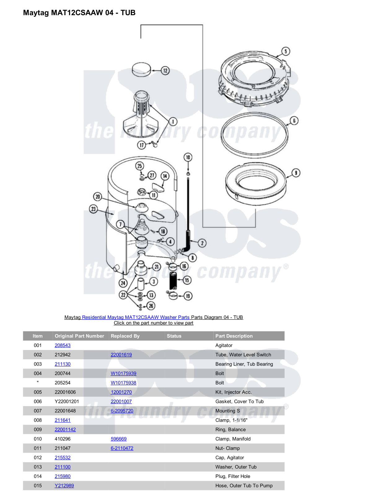 Maytag MAT12CSAAW Parts Diagram