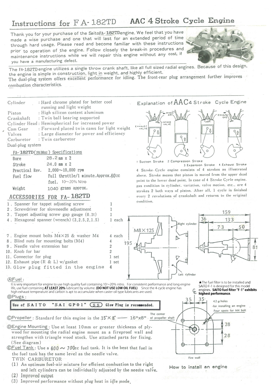 Saito FA-182TD User Manual