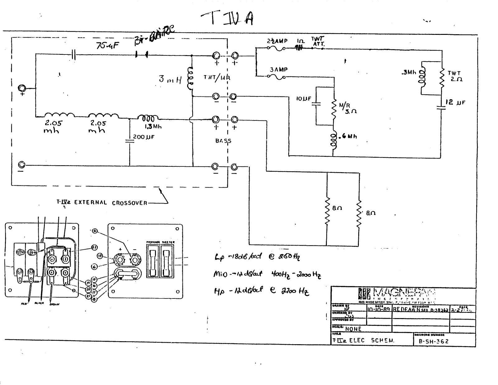 Magnepan Tymphani 4-A Schematic