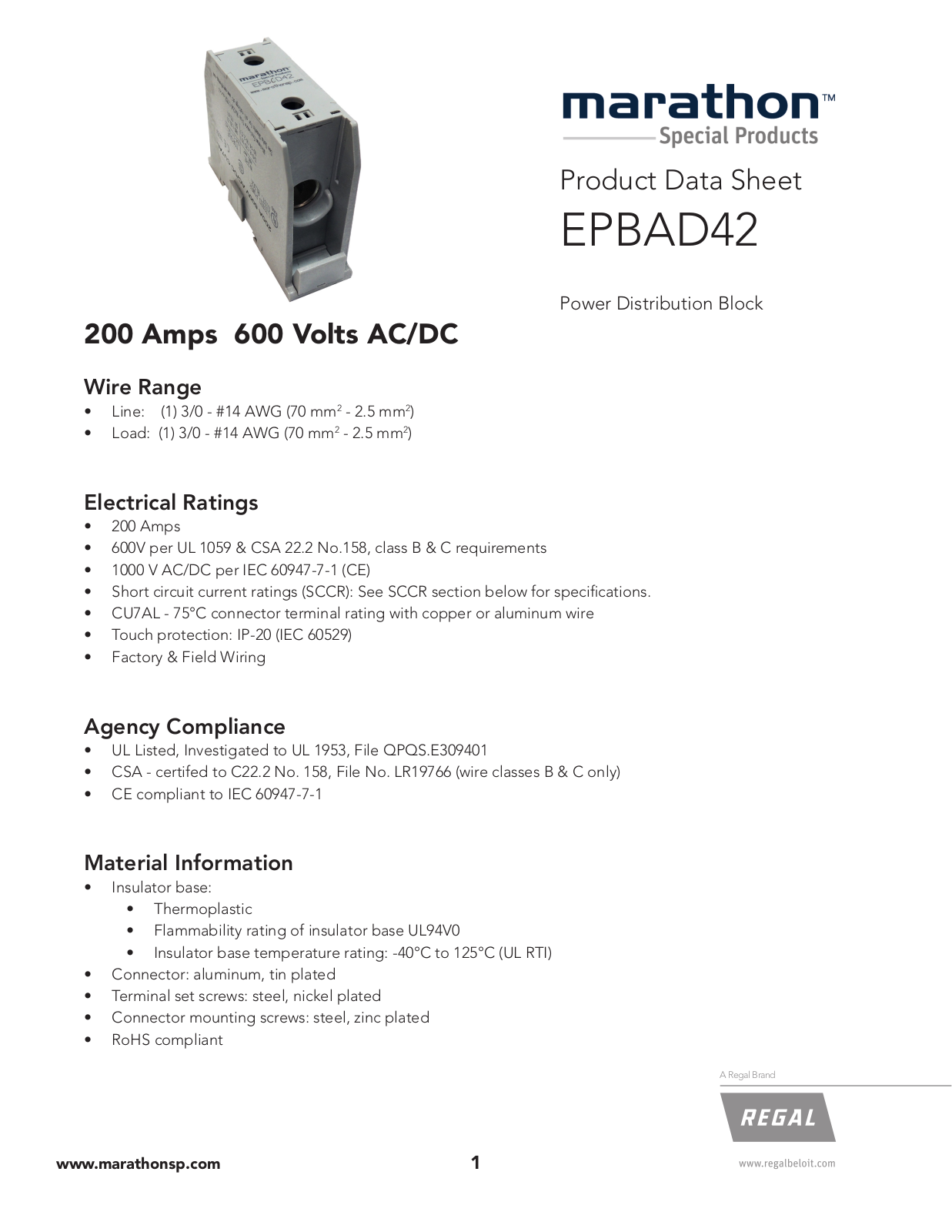 Marathon Special Products EPBAD42 Data Sheet