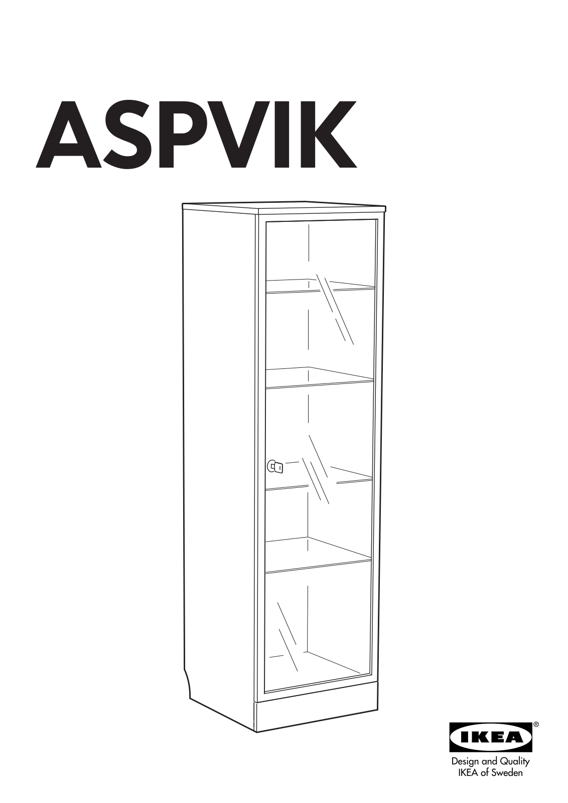 IKEA ASPVIK GLASS-DOOR CABINET 20X69 Assembly Instruction