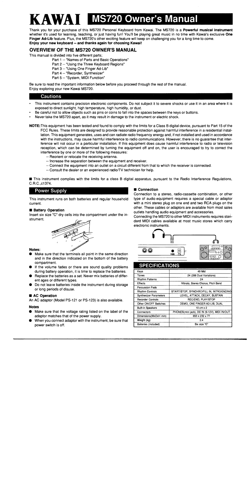 Kawai MS720 User Manual