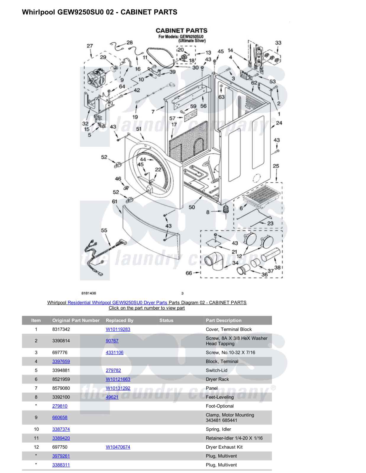 Whirlpool GEW9250SU0 Parts Diagram