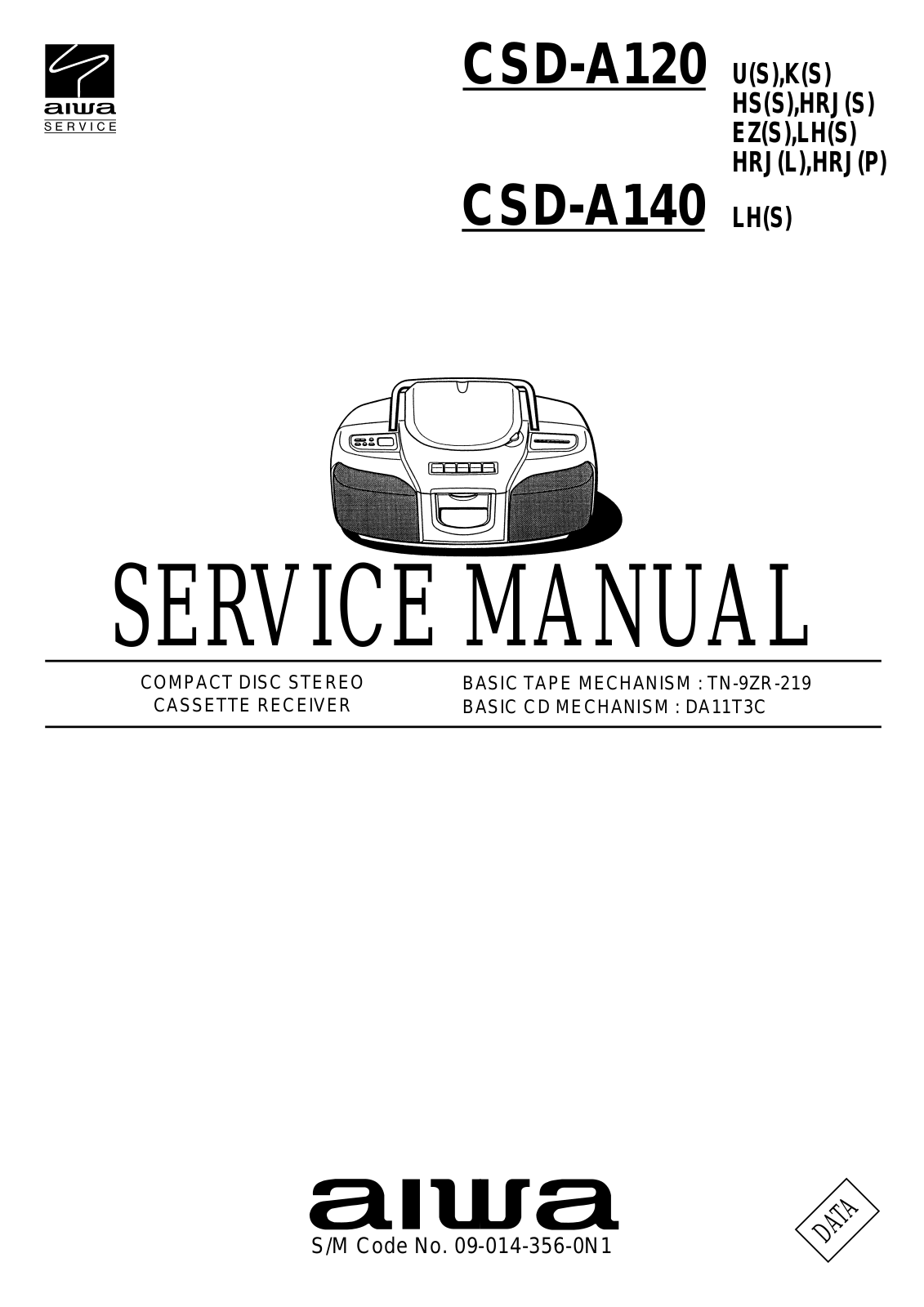 Aiwa CSDA-120, CSDA-140 Service manual