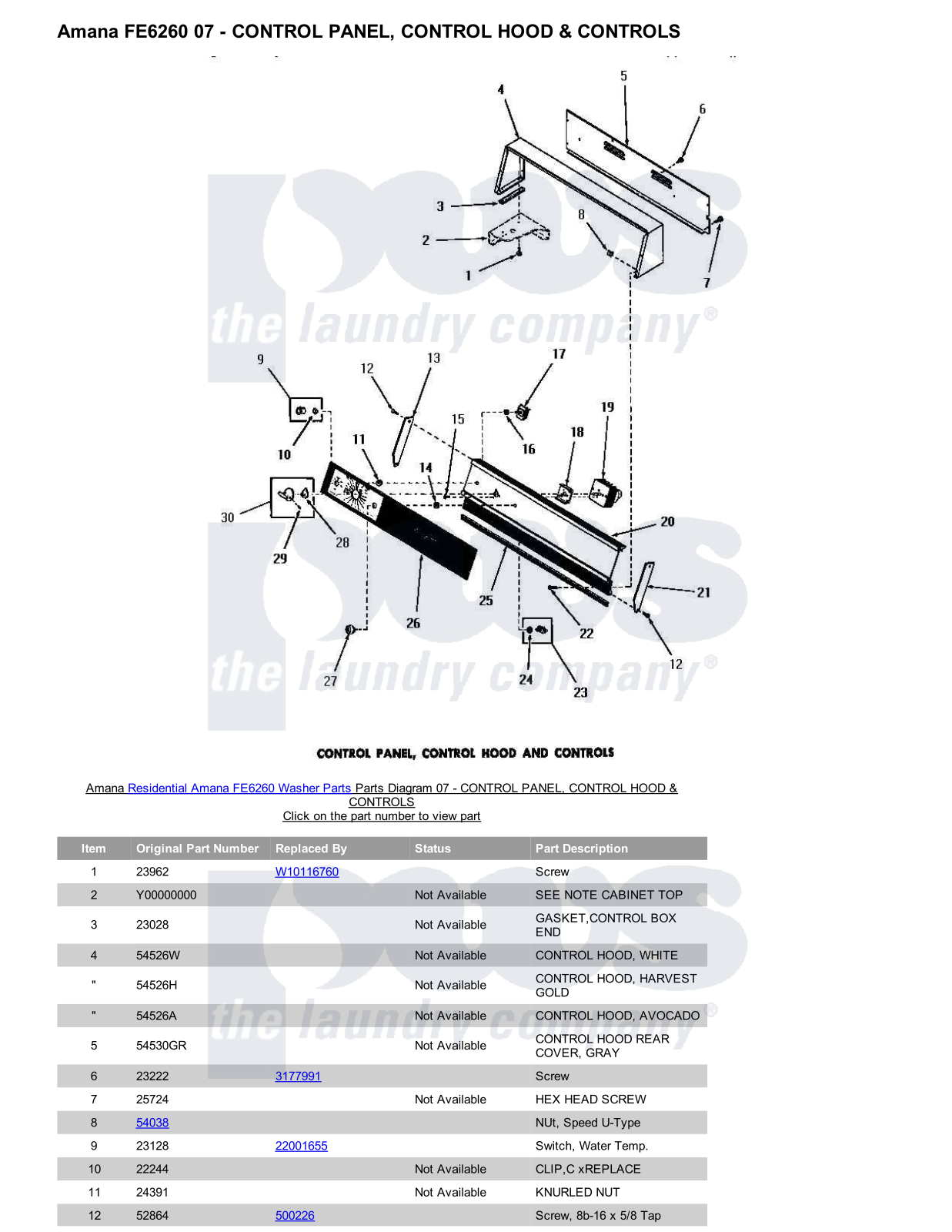 Amana FE6260 Parts Diagram