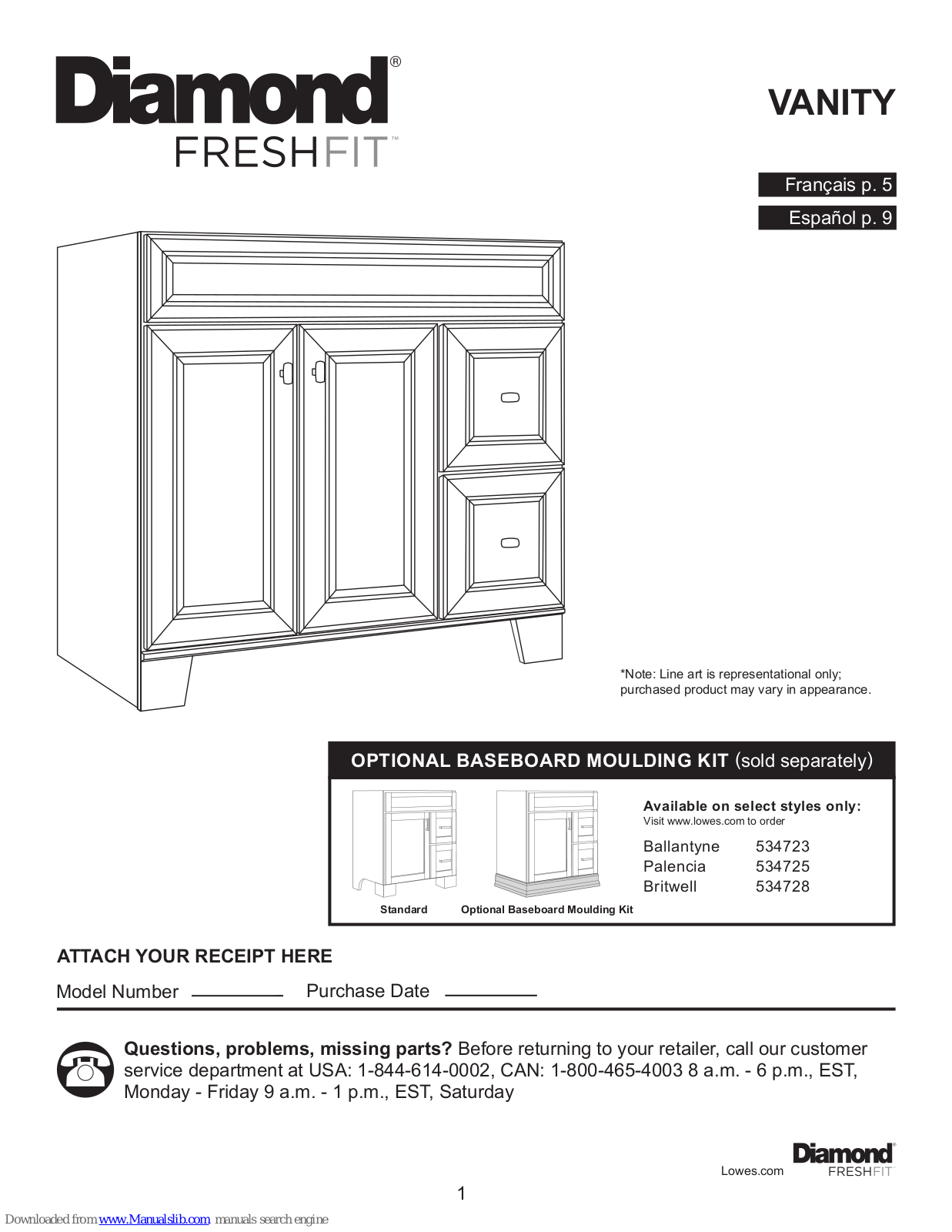 Diamond FRESHFIT VANITY Installation Instructions Manual