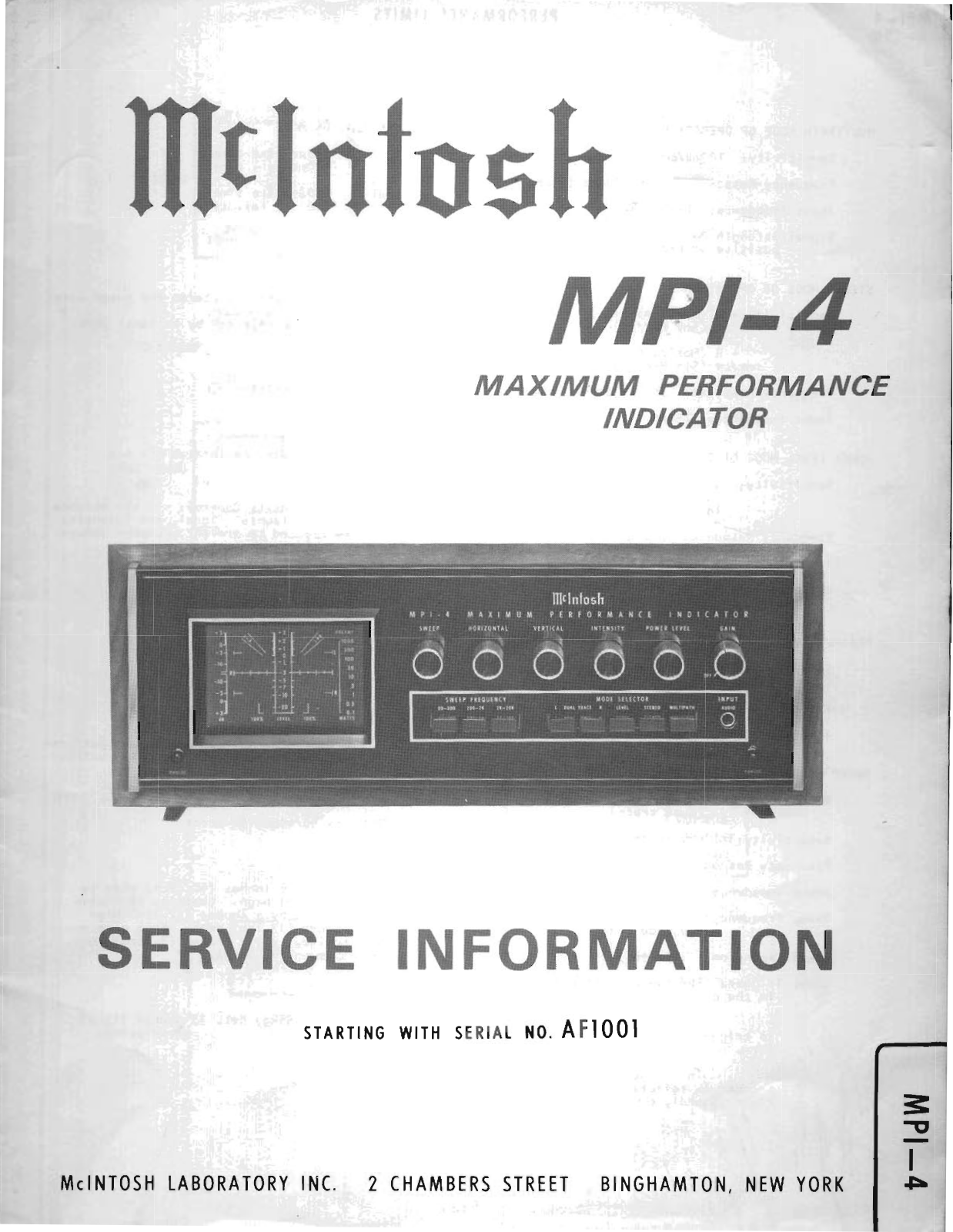 McIntosh MPI-4 Service Manual