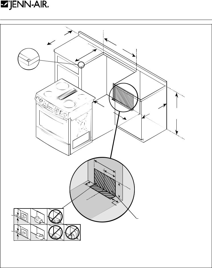 JENN-AIR JES9860BCB, JES9860BCS, JES9860BCW Dimension Guide