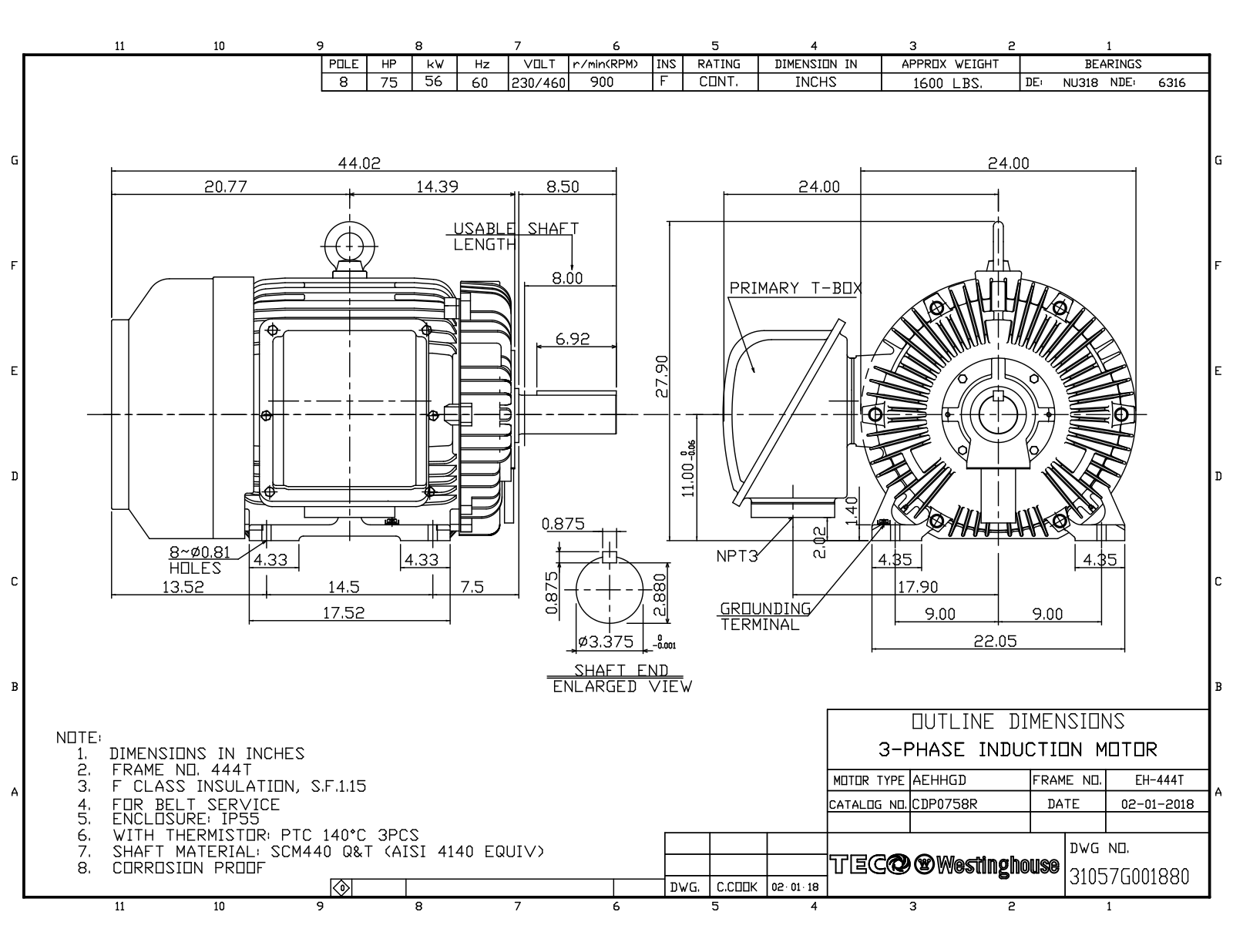 Teco CDP0758R Reference Drawing