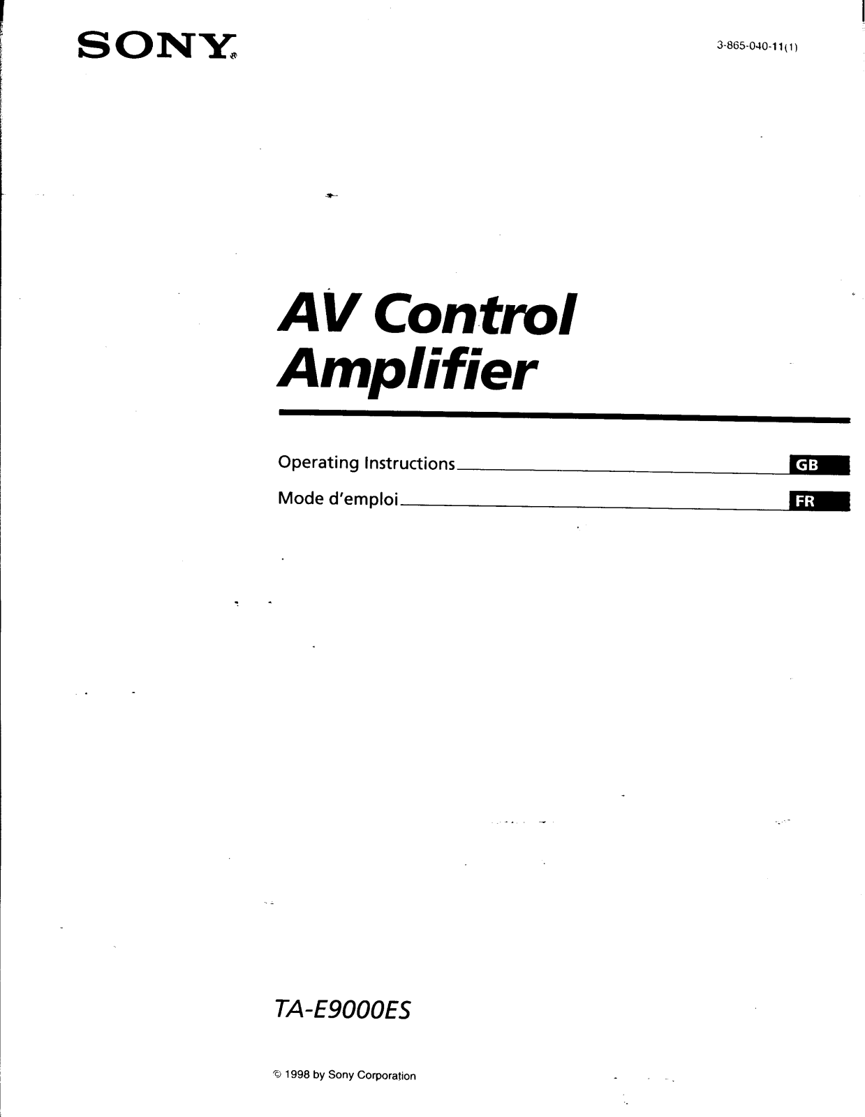 Sony TAE-9000-ES Owners manual